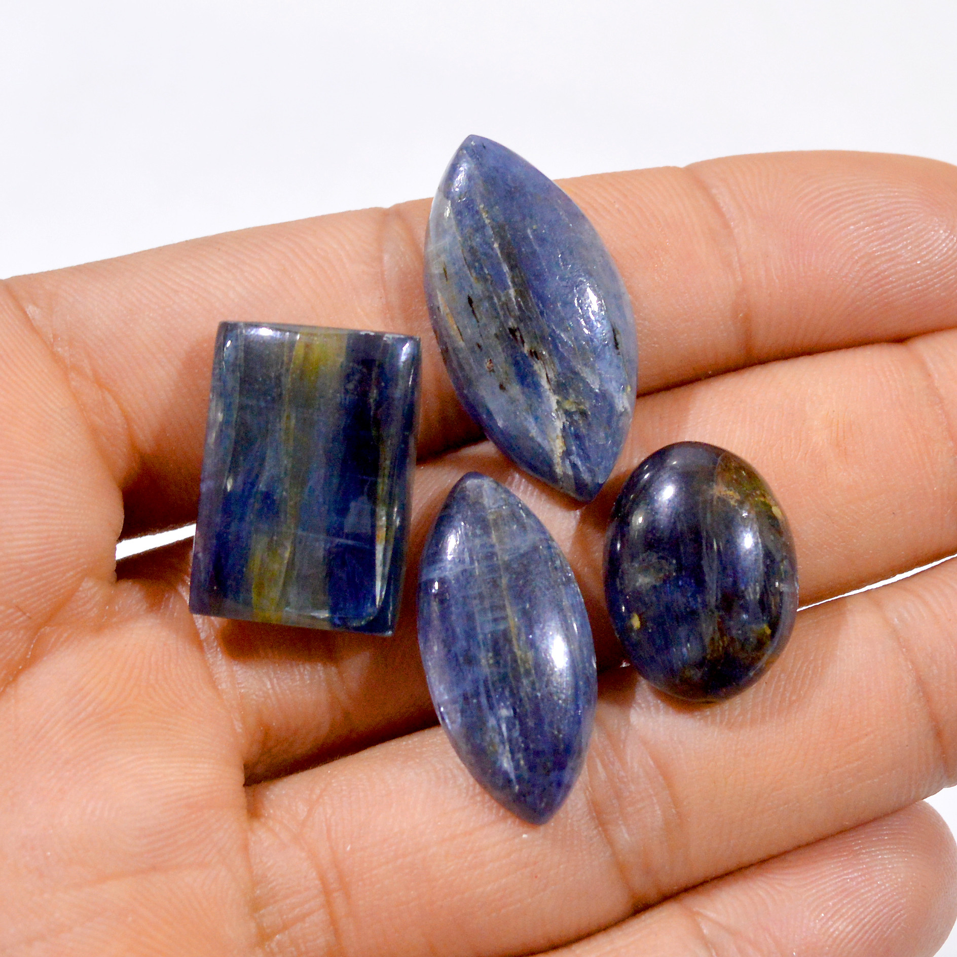 4 Pcs 92 Cts Natural Blue Kyanite Loose Cabochon Gemstone Lot 18x13-28x14mm 3030