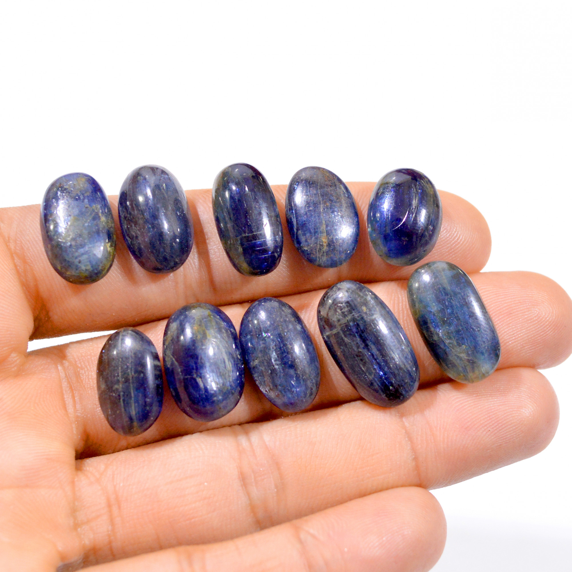 10 Pcs 124 Cts Natural Blue Kyanite Loose Cabochon Gemstone Lot 15x11-20x11mm 3031