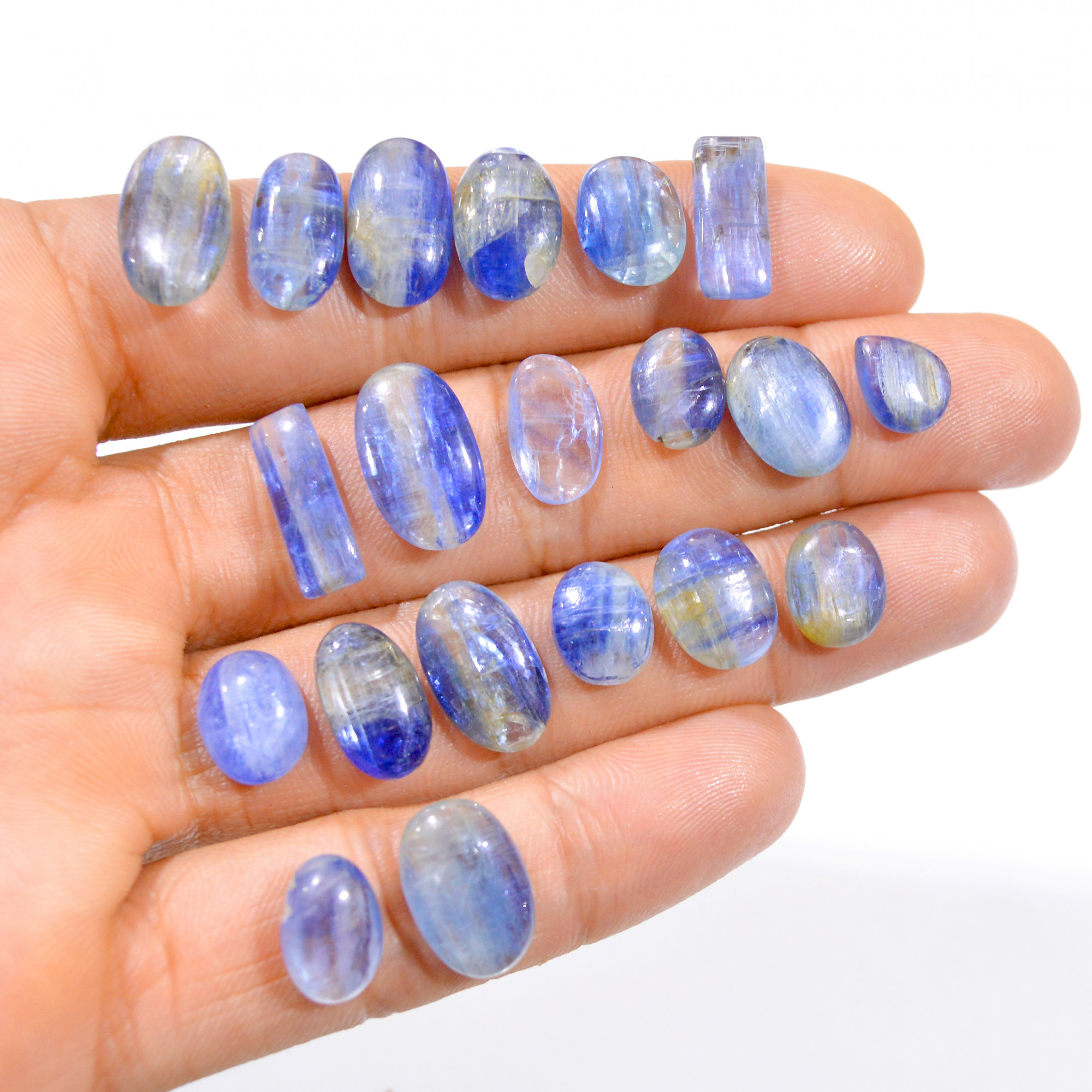 20 Pcs 100 Cts Natural Blue Kyanite Loose Cabochon Gemstone Lot 9x8-16x9mm 3034