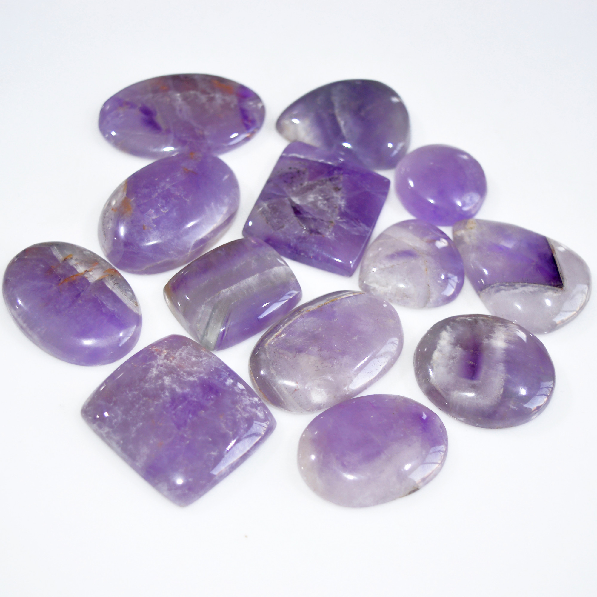 13 Pcs 550 Cts Natural Amethyst Loose Cabochon Gemstone Lot Mixed Shapes For Pendants Handmade Jewelry Supplies 37x24 22x21mm 3041