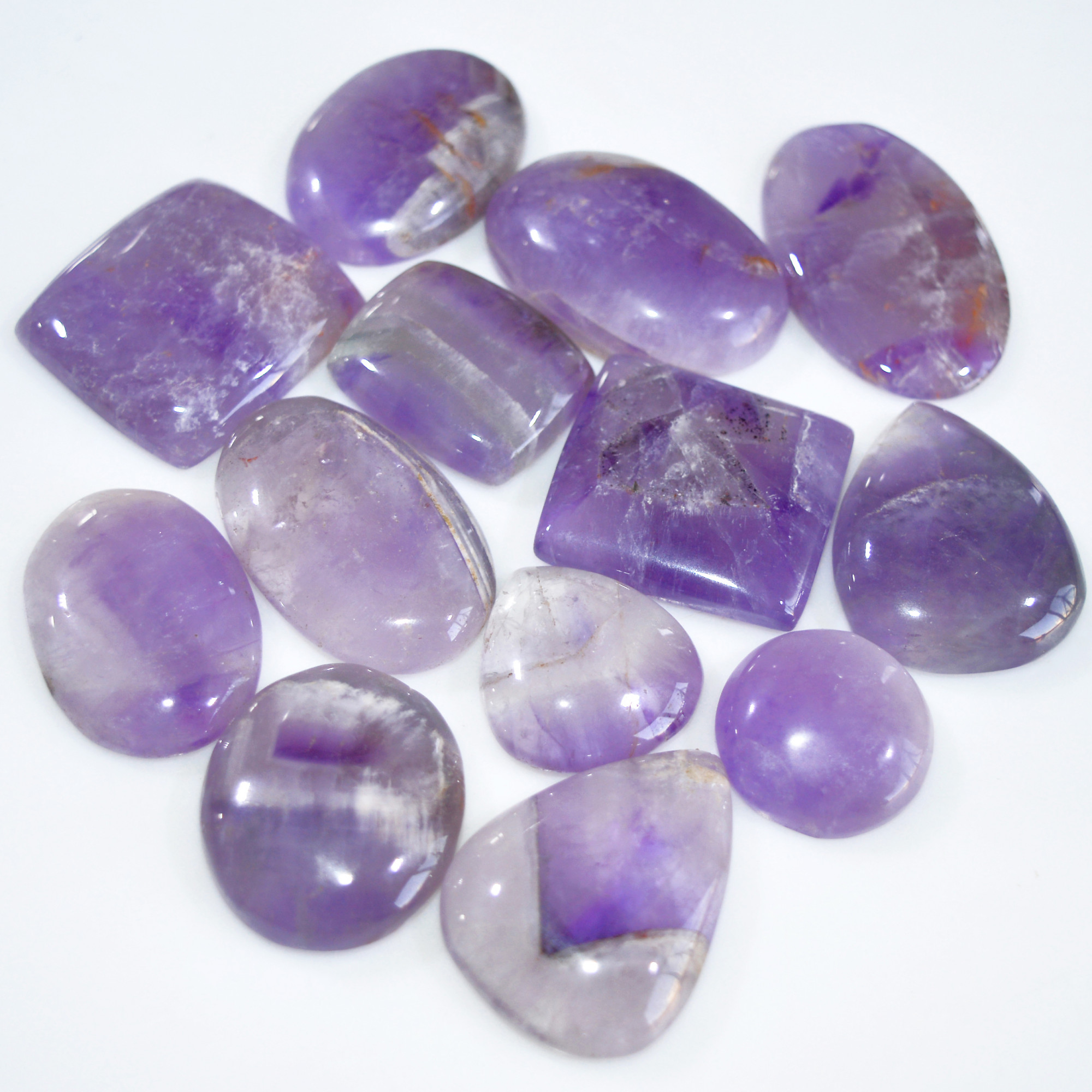 13 Pcs 550 Cts Natural Amethyst Loose Cabochon Gemstone Lot Mixed Shapes For Pendants Handmade Jewelry Supplies 37x24 22x21mm 3041