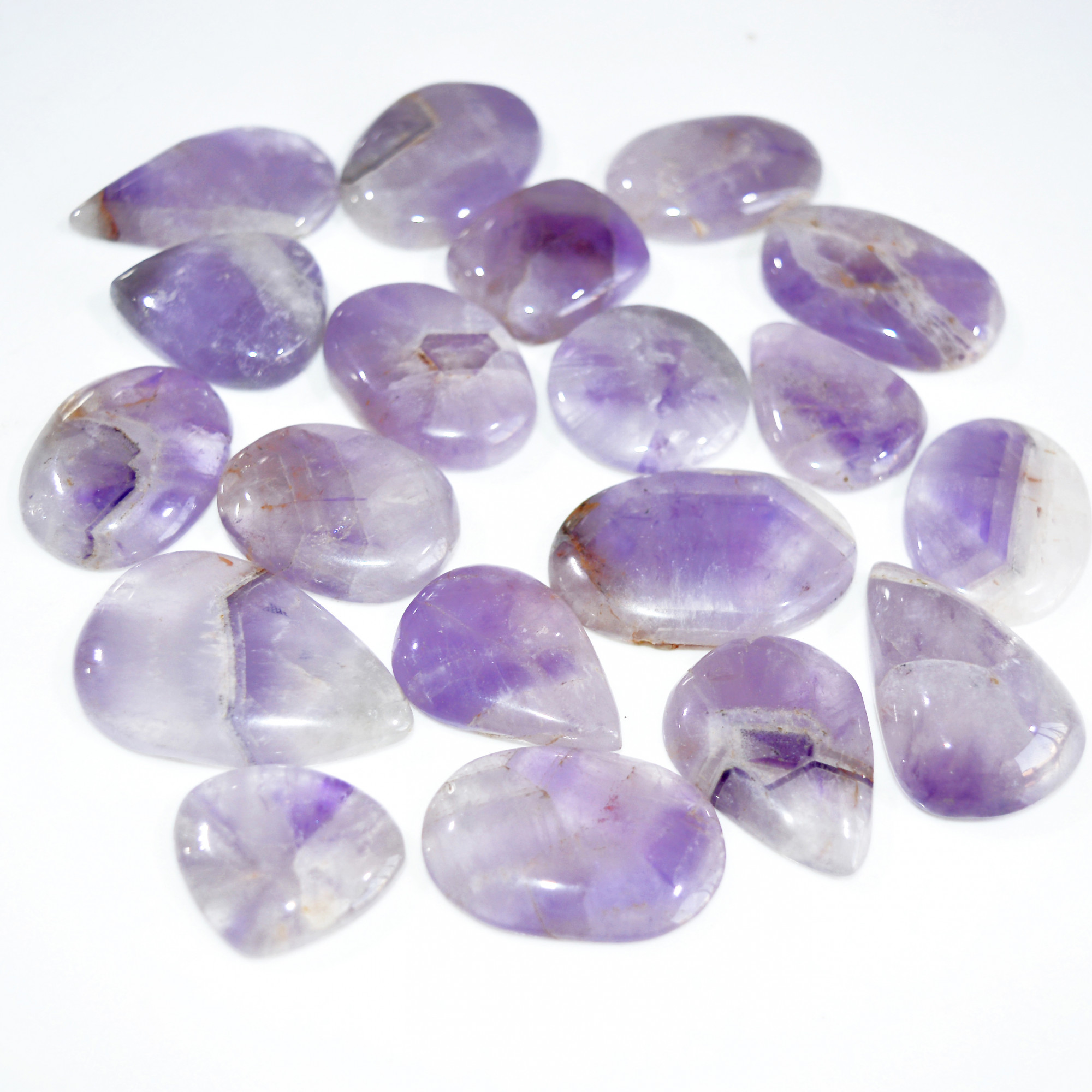 19 Pcs 650 Cts Natural Amethyst Loose Cabochon Gemstone Lot Mixed Shapes For Pendants Handmade Jewelry Supplies 37x25 25x24mm 3042