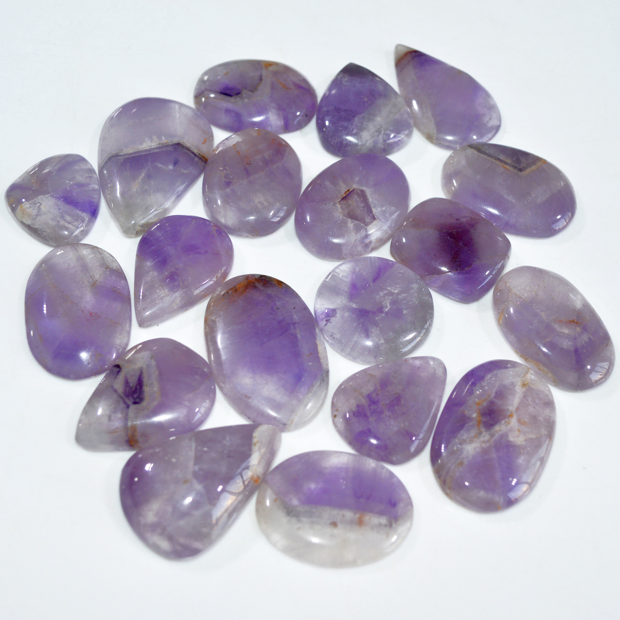 19 Pcs 650 Cts Natural Amethyst Loose Cabochon Gemstone Lot Mixed Shapes For Pendants Handmade Jewelry Supplies 37x25 25x24mm 3042