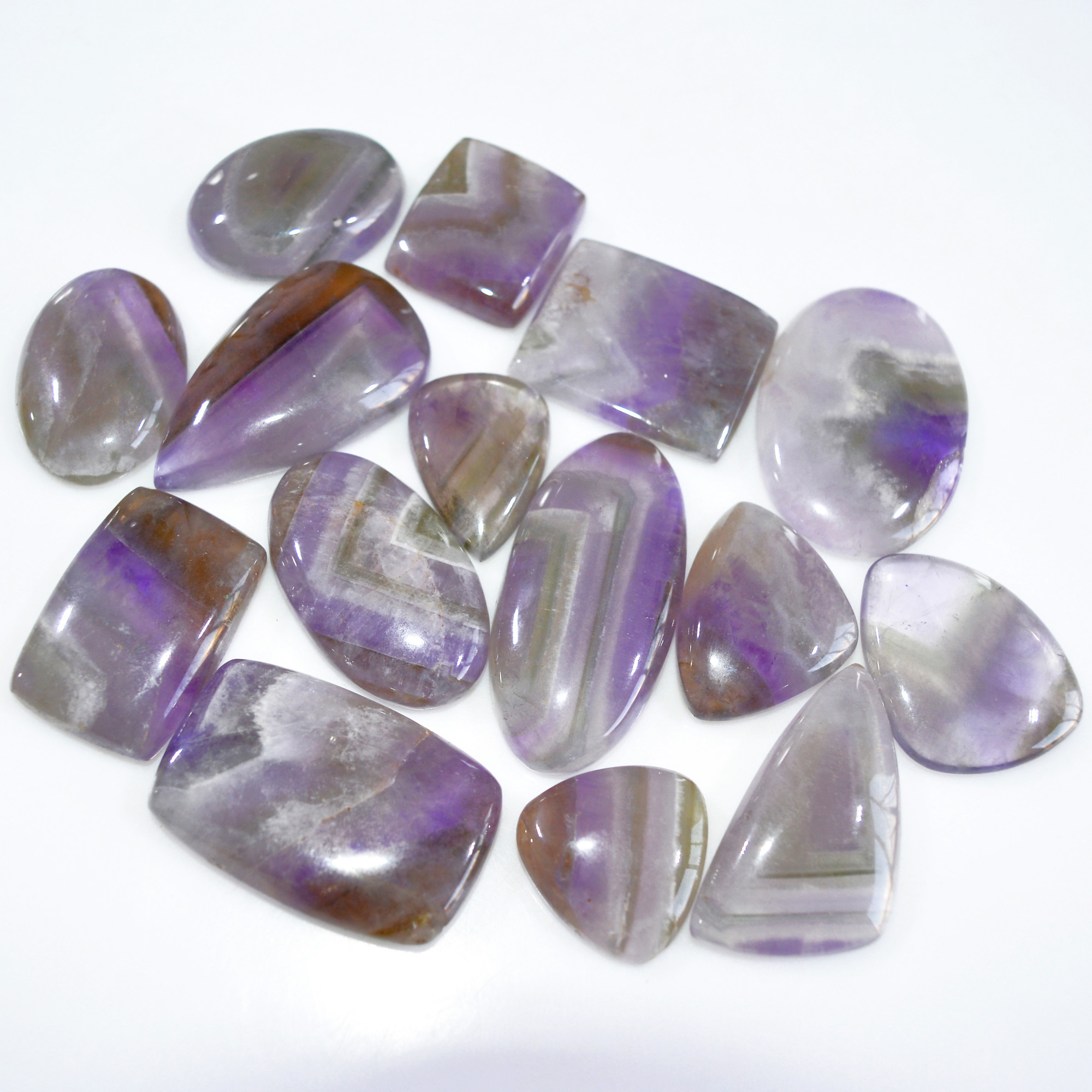 15 Pcs 621 Cts Natural Amethyst Loose Cabochon Gemstone Lot Mixed Shapes For Pendants Handmade Jewelry Supplies 43x20 24x21mm 3043