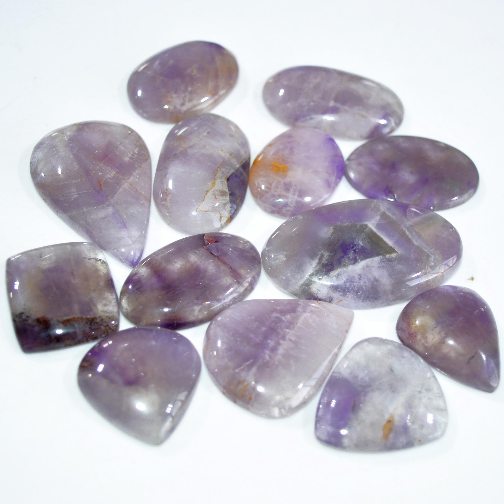 13 Pcs 462 Cts Natural Amethyst Loose Cabochon Gemstone Lot Mixed Shapes For Pendants Handmade Jewelry Supplies 43x24 25x19mm 3044