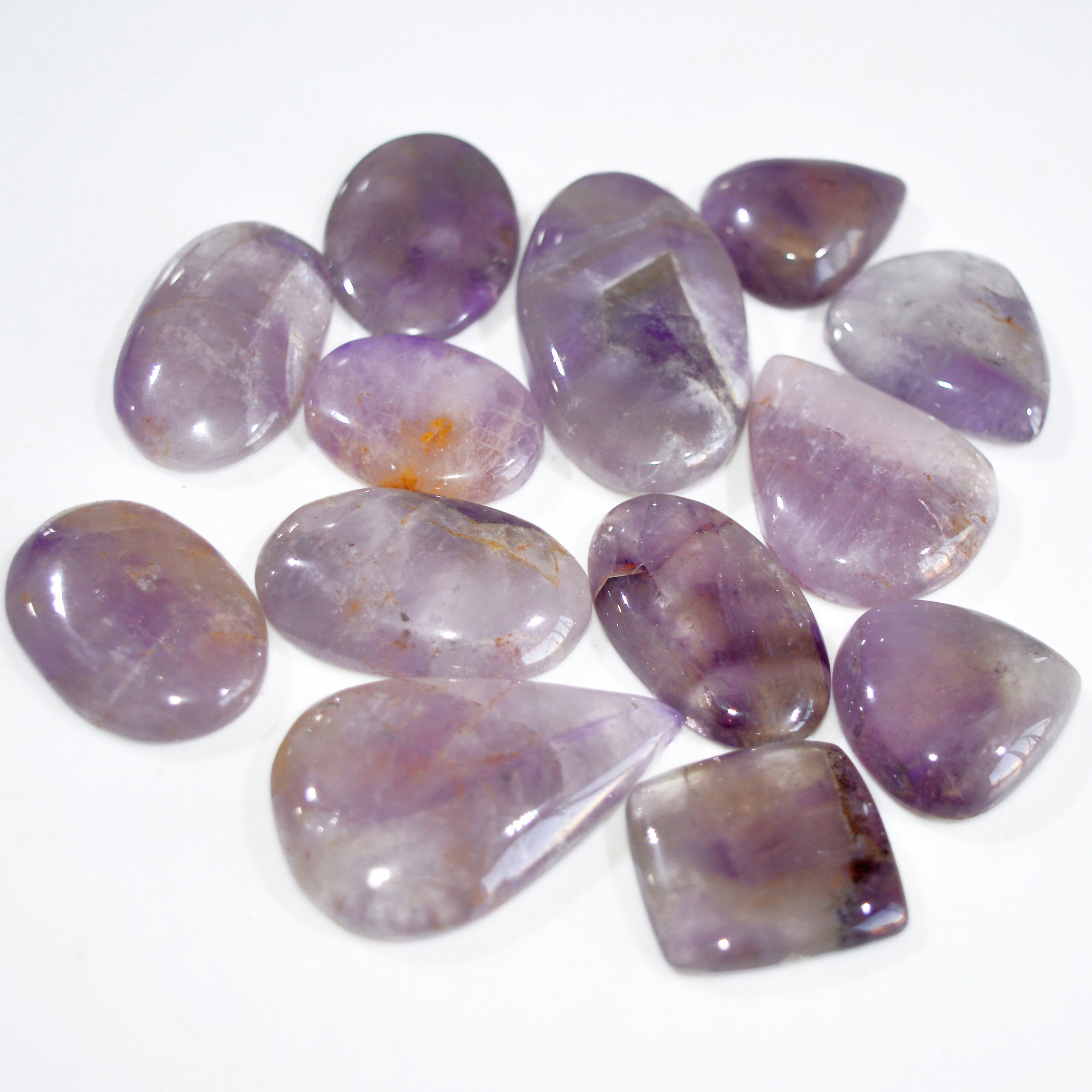 13 Pcs 462 Cts Natural Amethyst Loose Cabochon Gemstone Lot Mixed Shapes For Pendants Handmade Jewelry Supplies 43x24 25x19mm 3044