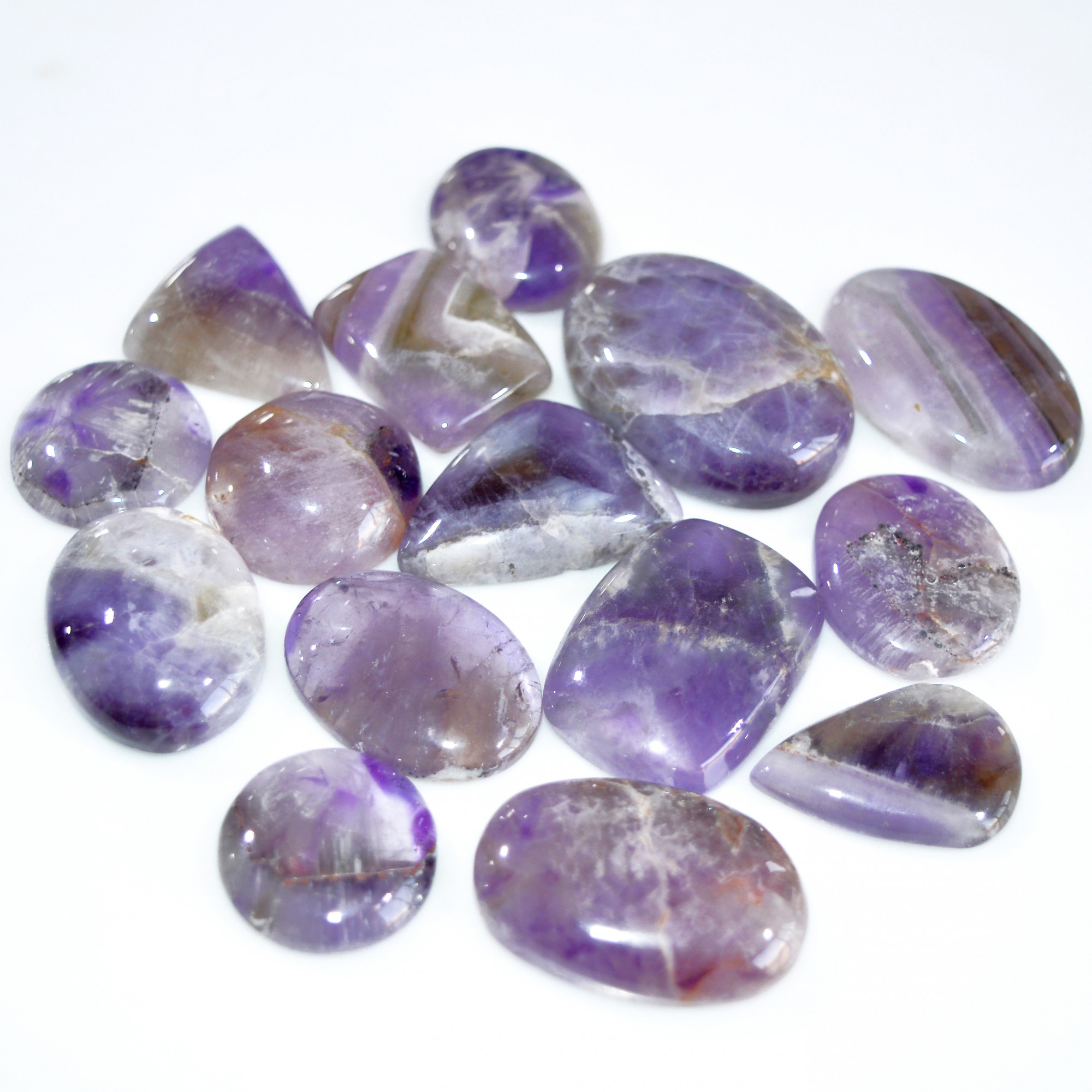 15 Pcs 633 Cts Natural Amethyst Loose Cabochon Gemstone Lot Mixed Shapes For Pendants Handmade Jewelry Supplies 37x27 21x21mm 3045