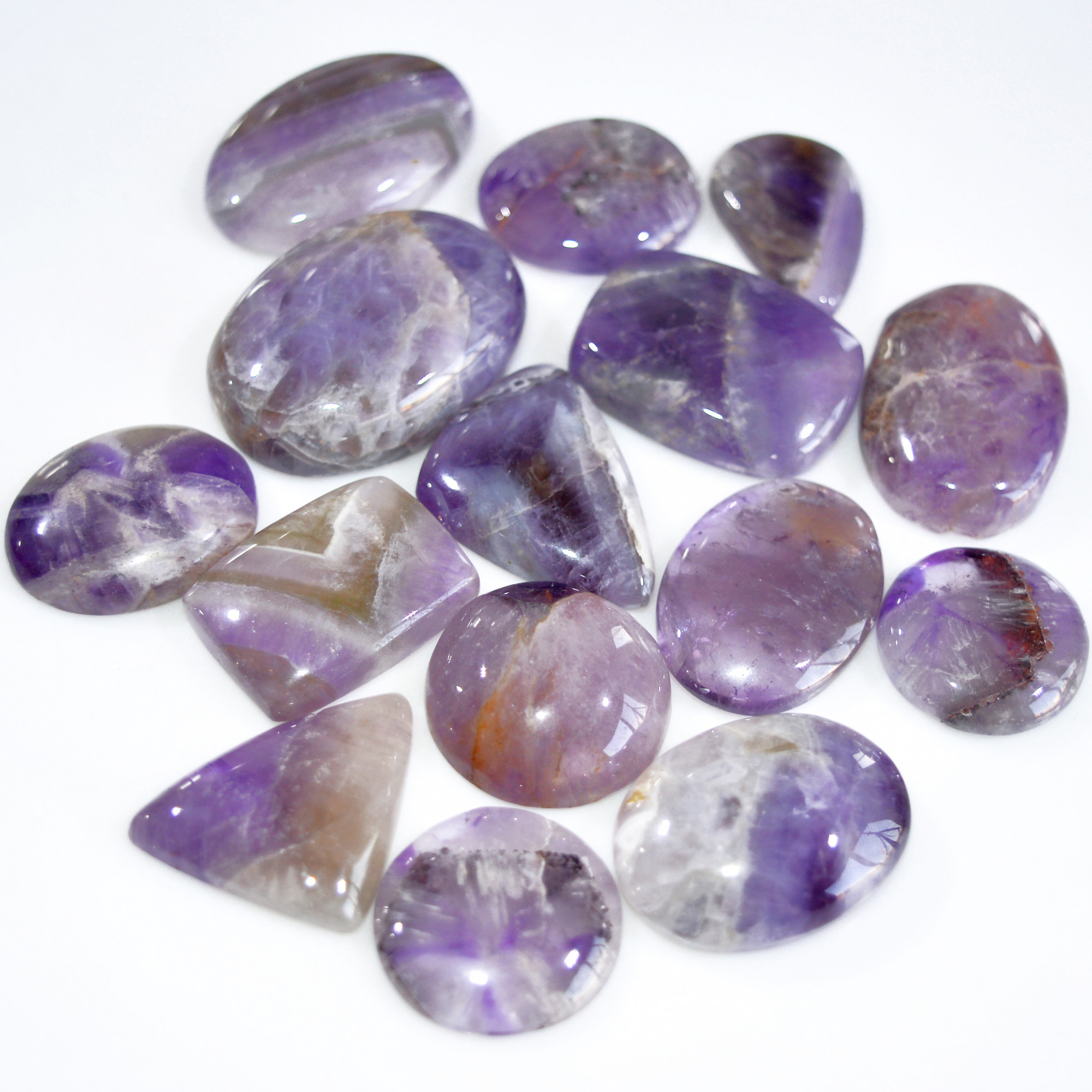 15 Pcs 633 Cts Natural Amethyst Loose Cabochon Gemstone Lot Mixed Shapes For Pendants Handmade Jewelry Supplies 37x27 21x21mm 3045