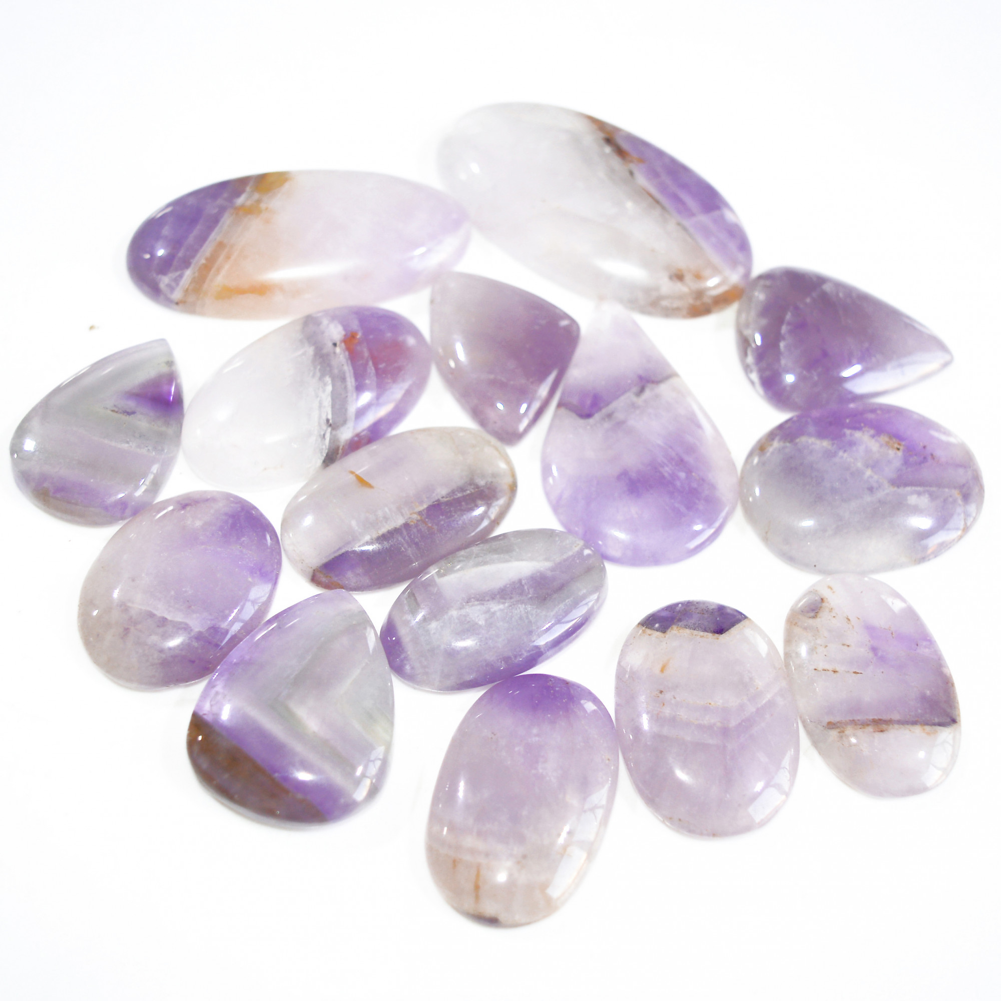 15 Pcs 642 Cts Natural Amethyst Loose Cabochon Gemstone Lot Mixed Shapes For Pendants Handmade Jewelry Supplies 50x27 28x20mm 3046
