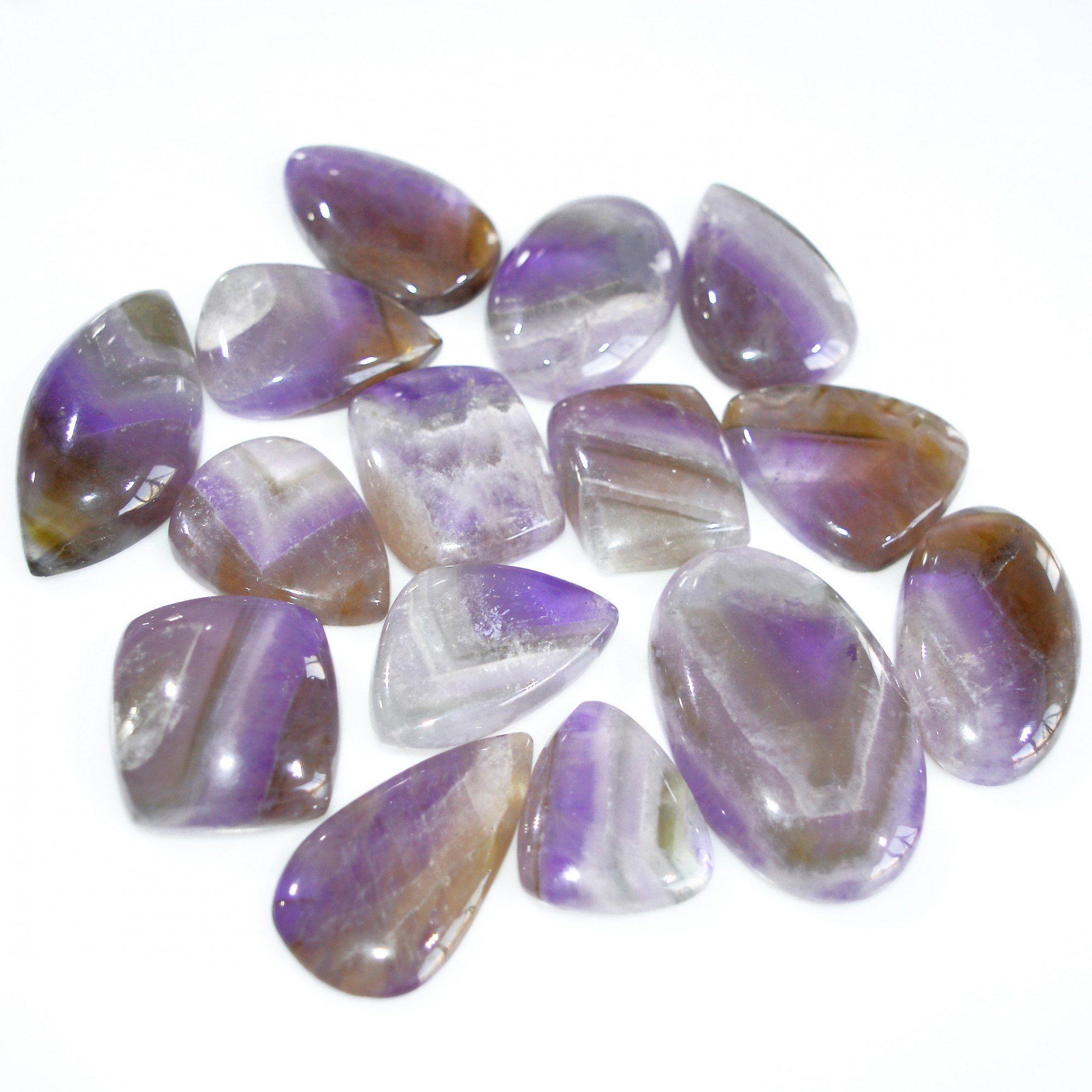15 Pcs 679 Cts Natural Amethyst Loose Cabochon Gemstone Lot Mixed Shapes For Pendants Handmade Jewelry Supplies 44x27 24x20mm 3049