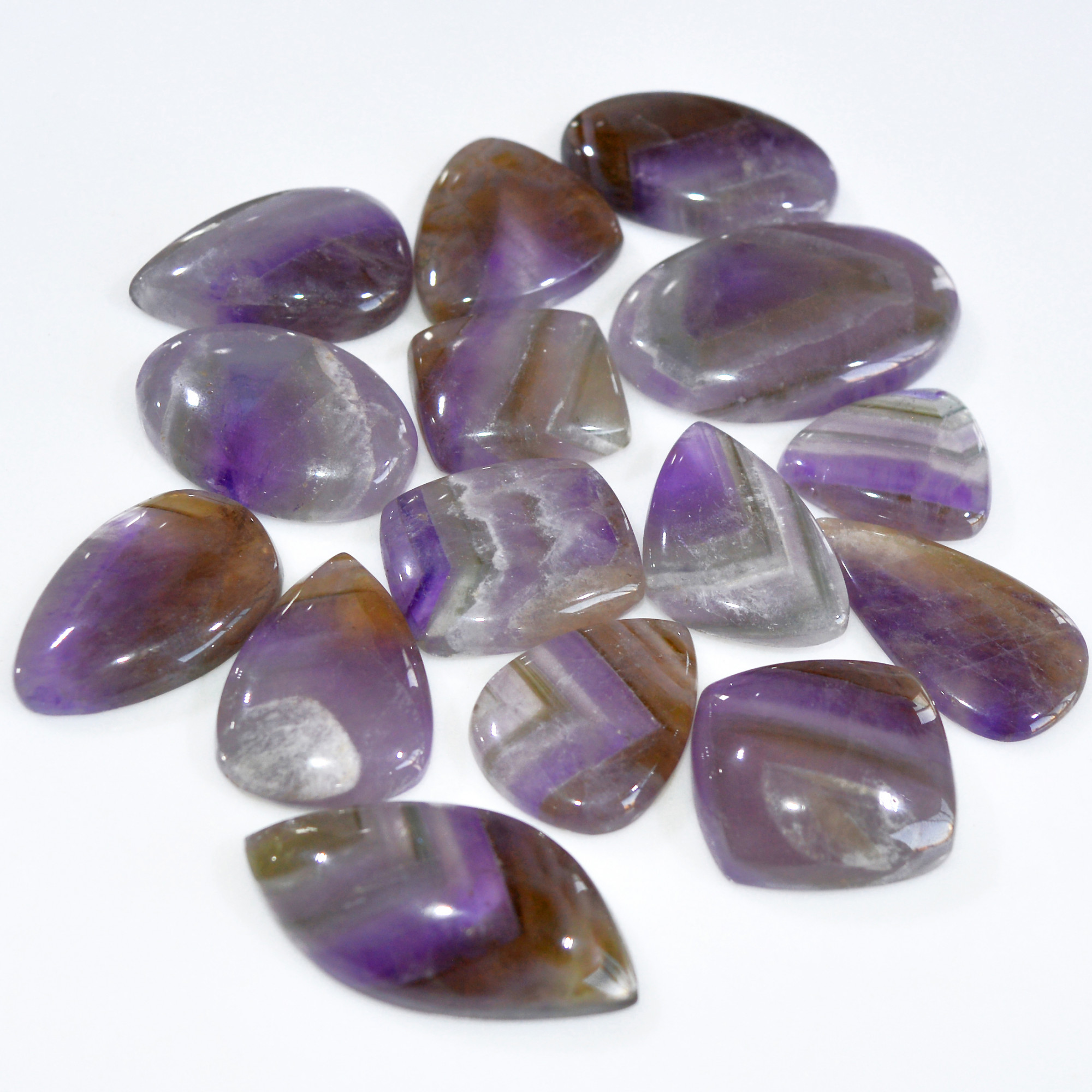 15 Pcs 679 Cts Natural Amethyst Loose Cabochon Gemstone Lot Mixed Shapes For Pendants Handmade Jewelry Supplies 44x27 24x20mm 3049