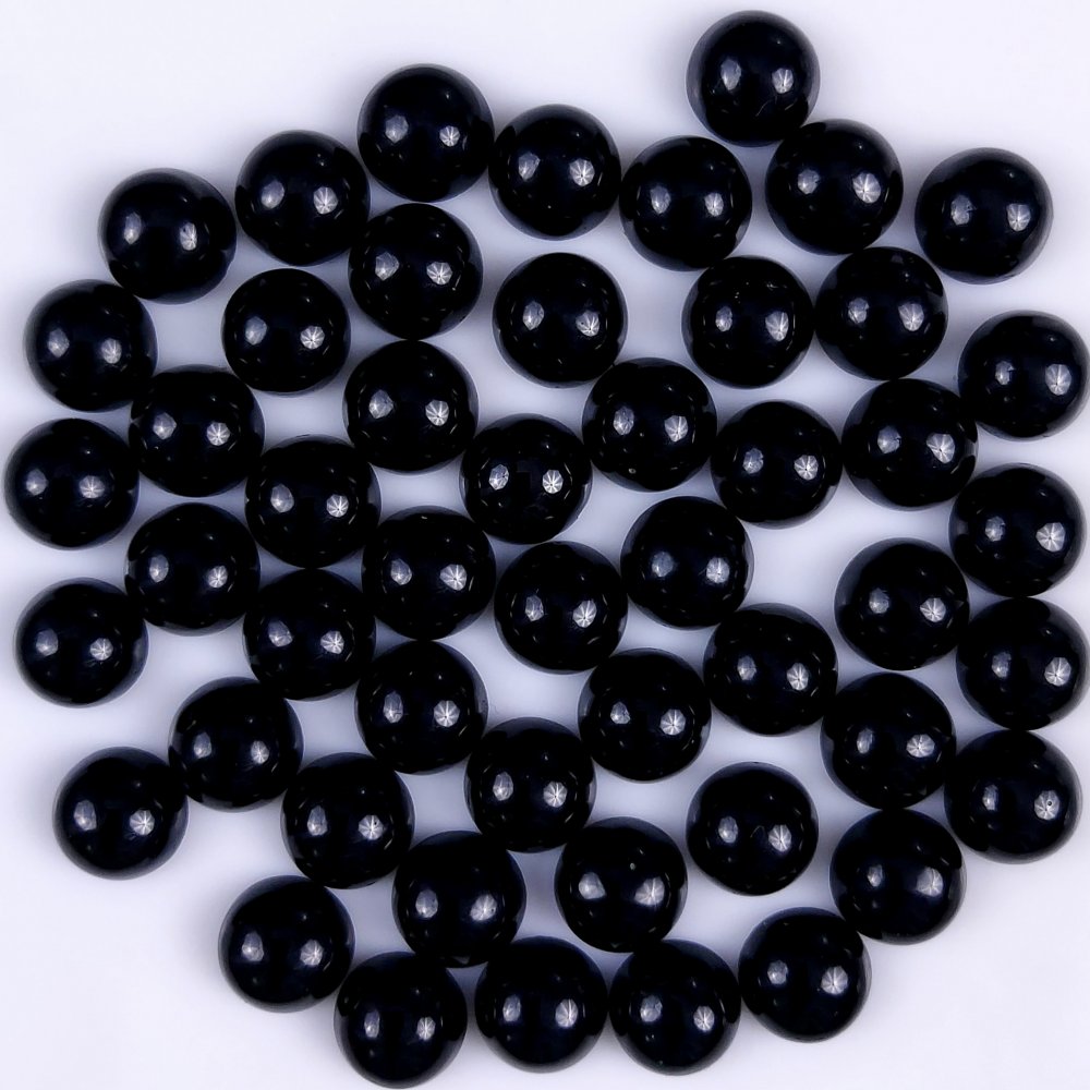50Pcs 338Cts Natural Black Onyx Round Calibrated Size Cabochon Back Unpolished Cabochon Gemstone For Jewelry Making Lot 10x10 9x9 mm#G-305