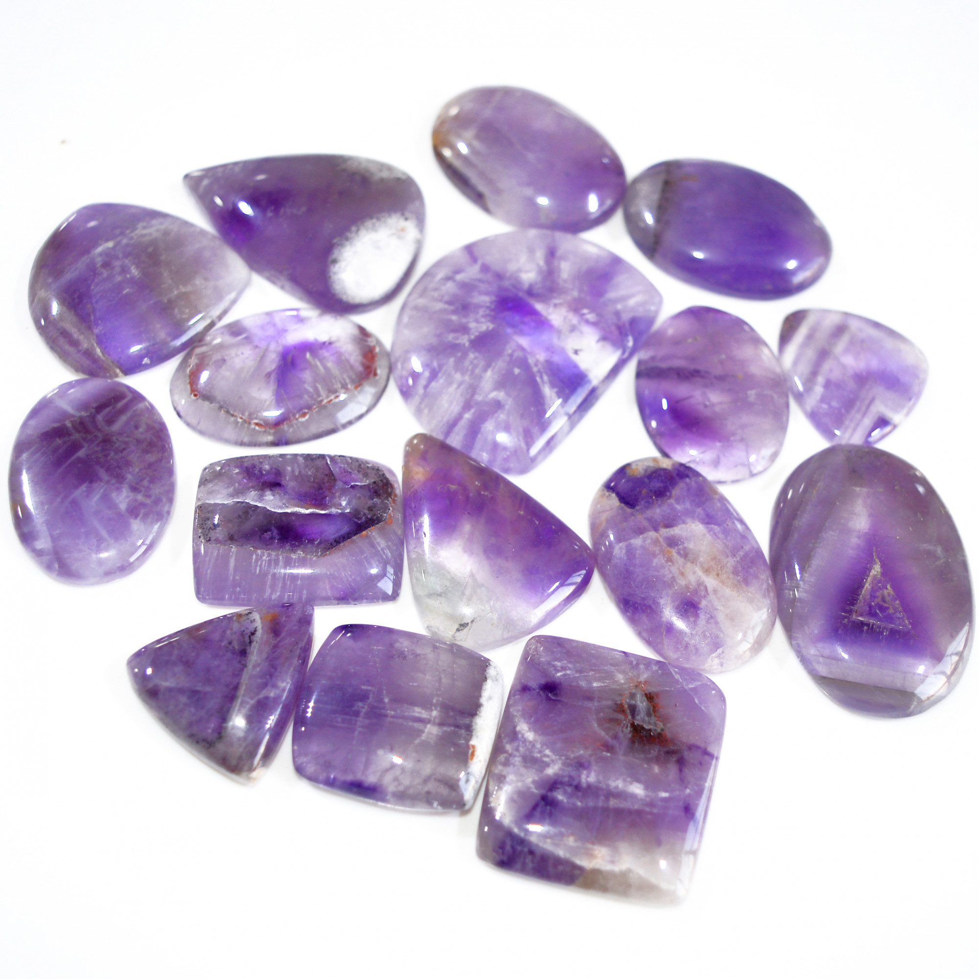 17 Pcs 615 Cts Natural Amethyst Loose Cabochon Gemstone Lot Mixed Shapes For Pendants Handmade Jewelry Supplies 40x30 22x21mm 3050