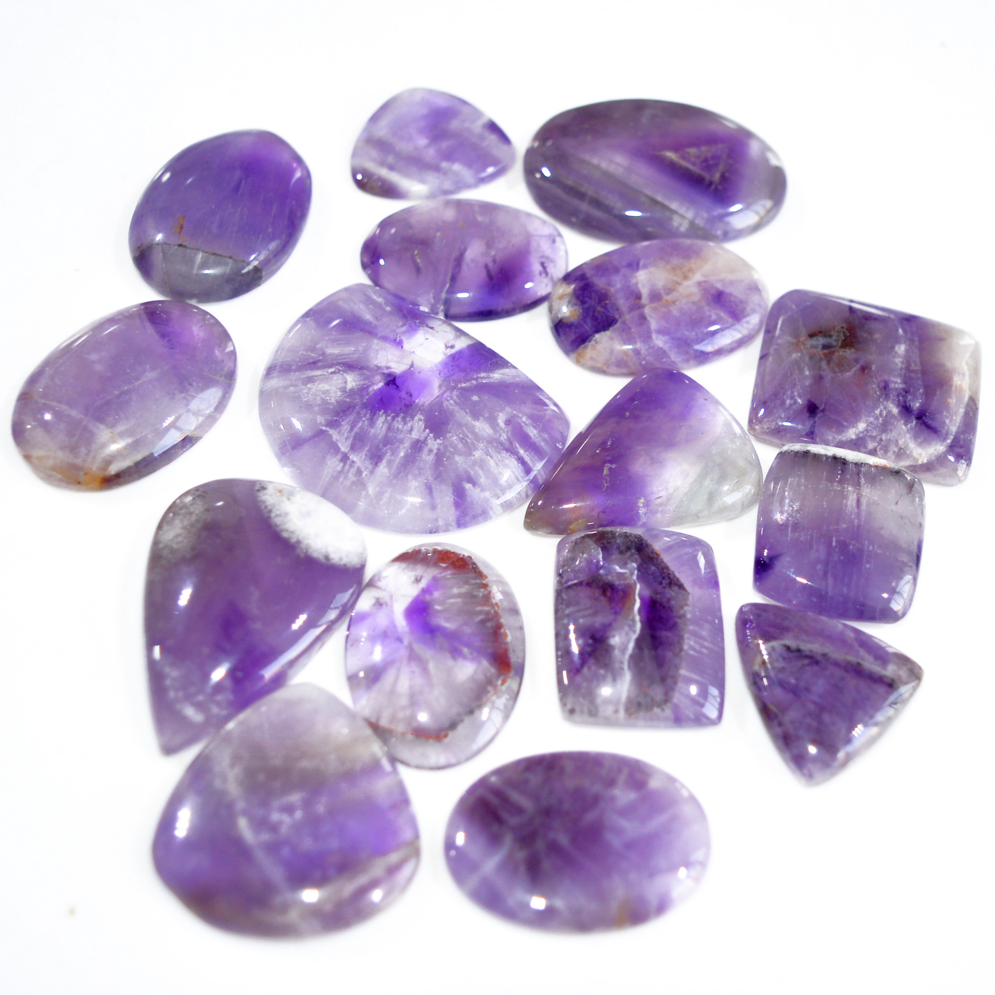 17 Pcs 615 Cts Natural Amethyst Loose Cabochon Gemstone Lot Mixed Shapes For Pendants Handmade Jewelry Supplies 40x30 22x21mm 3050