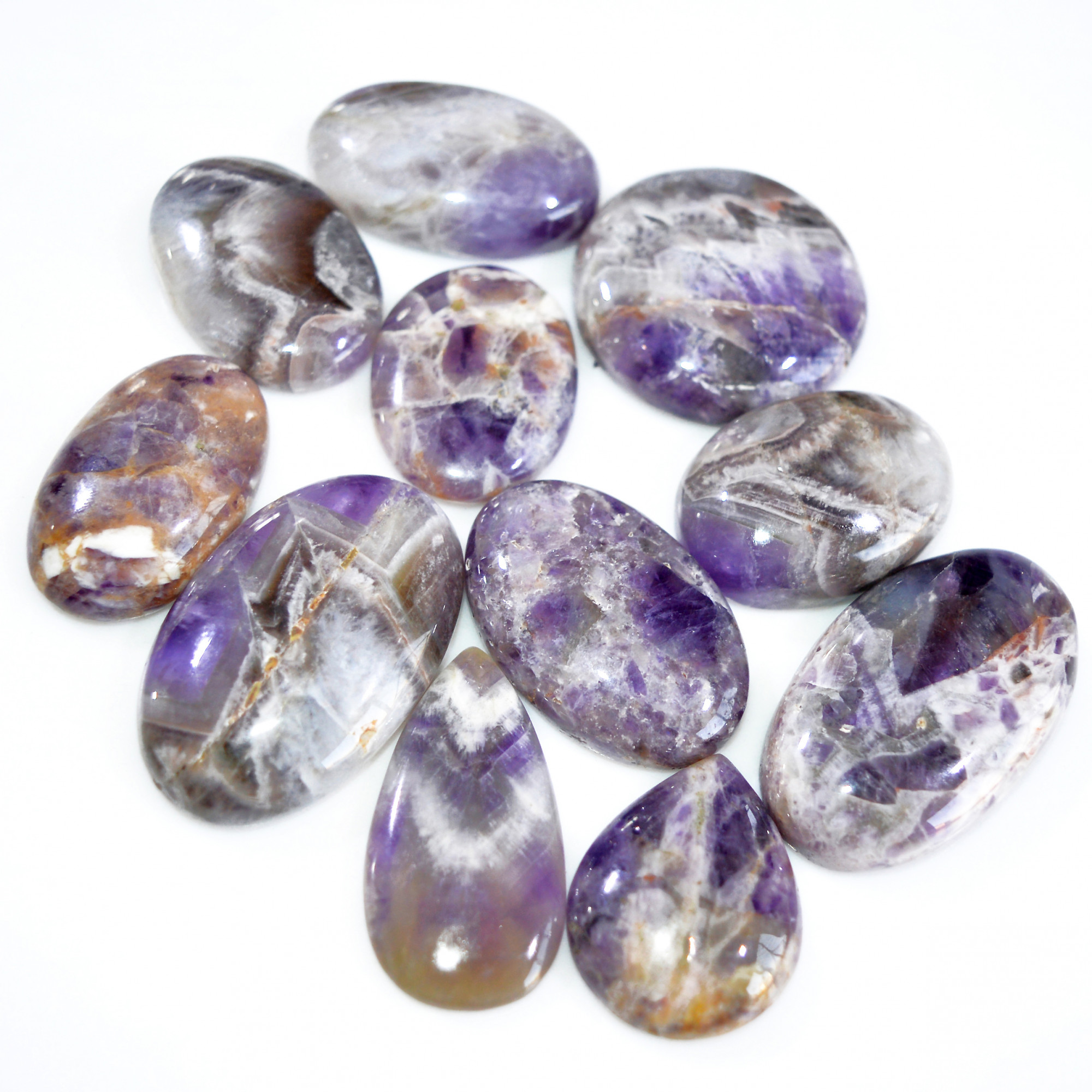 11 Pcs 718 Cts Natural Amethyst Loose Cabochon Gemstone Lot Mixed Shapes For Pendants Handmade Jewelry Supplies 42x26 30x23mm 3051