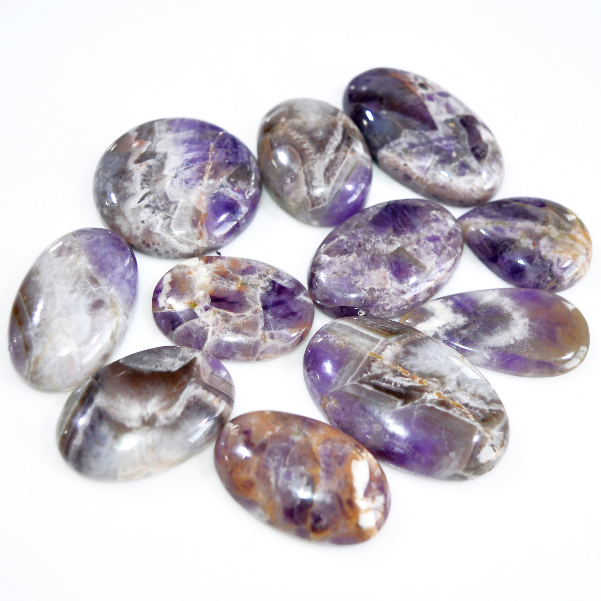 11 Pcs 718 Cts Natural Amethyst Loose Cabochon Gemstone Lot Mixed Shapes For Pendants Handmade Jewelry Supplies 42x26 30x23mm 3051