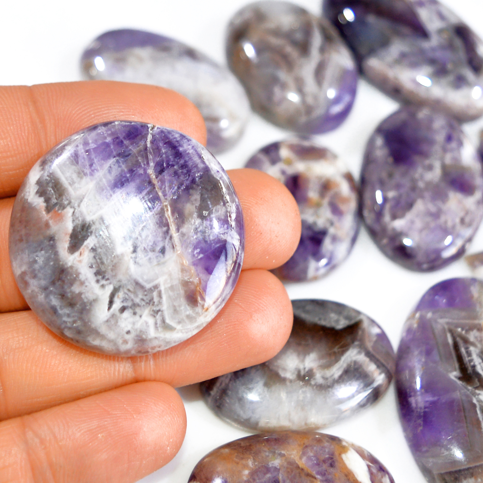 11 Pcs 718 Cts Natural Amethyst Loose Cabochon Gemstone Lot Mixed Shapes For Pendants Handmade Jewelry Supplies 42x26 30x23mm 3051