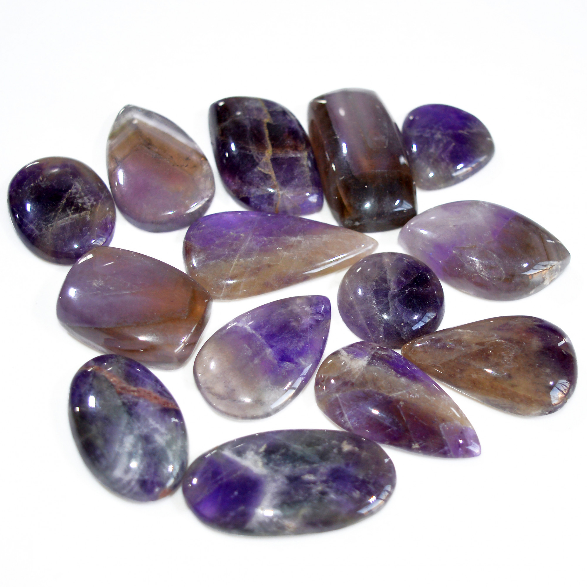 14 Pcs 453 Cts Natural Amethyst Loose Cabochon Gemstone Lot Mixed Shapes For Pendants Handmade Jewelry Supplies 33x17 21x19mm 3052