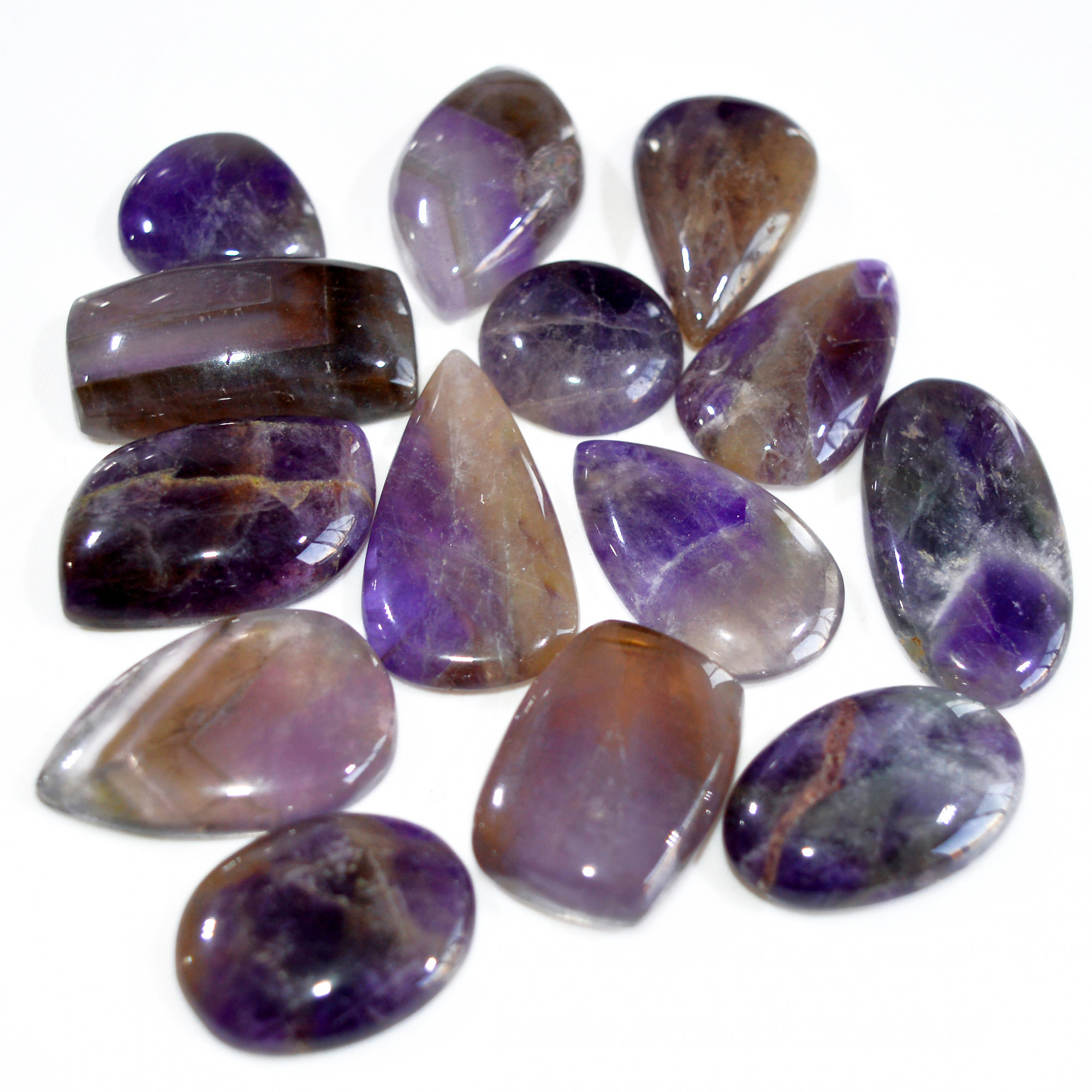 14 Pcs 453 Cts Natural Amethyst Loose Cabochon Gemstone Lot Mixed Shapes For Pendants Handmade Jewelry Supplies 33x17 21x19mm 3052