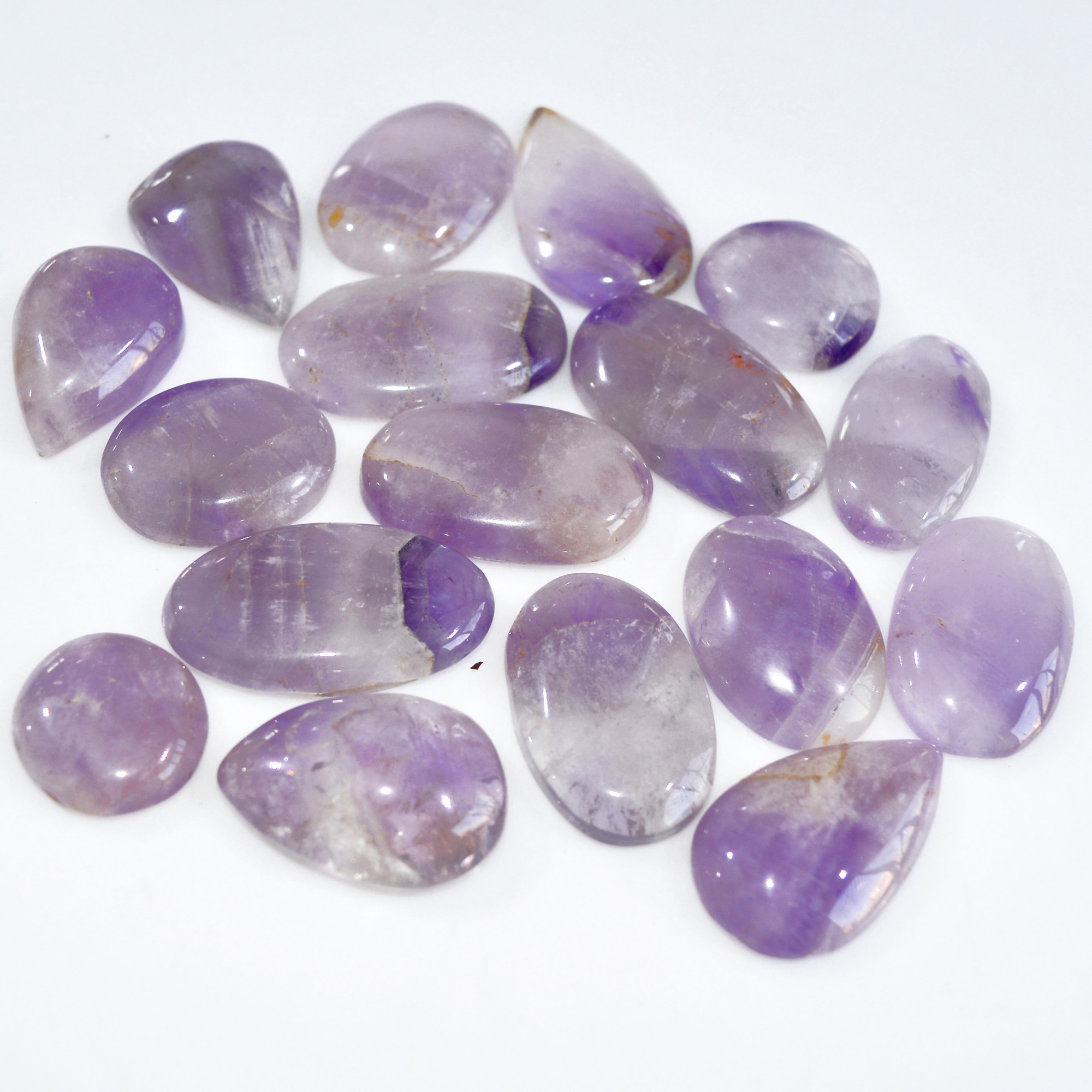 17 Pcs 465 Cts Natural Amethyst Loose Cabochon Gemstone Lot Mixed Shapes For Pendants Handmade Jewelry Supplies 28x10 16x16mm 3055