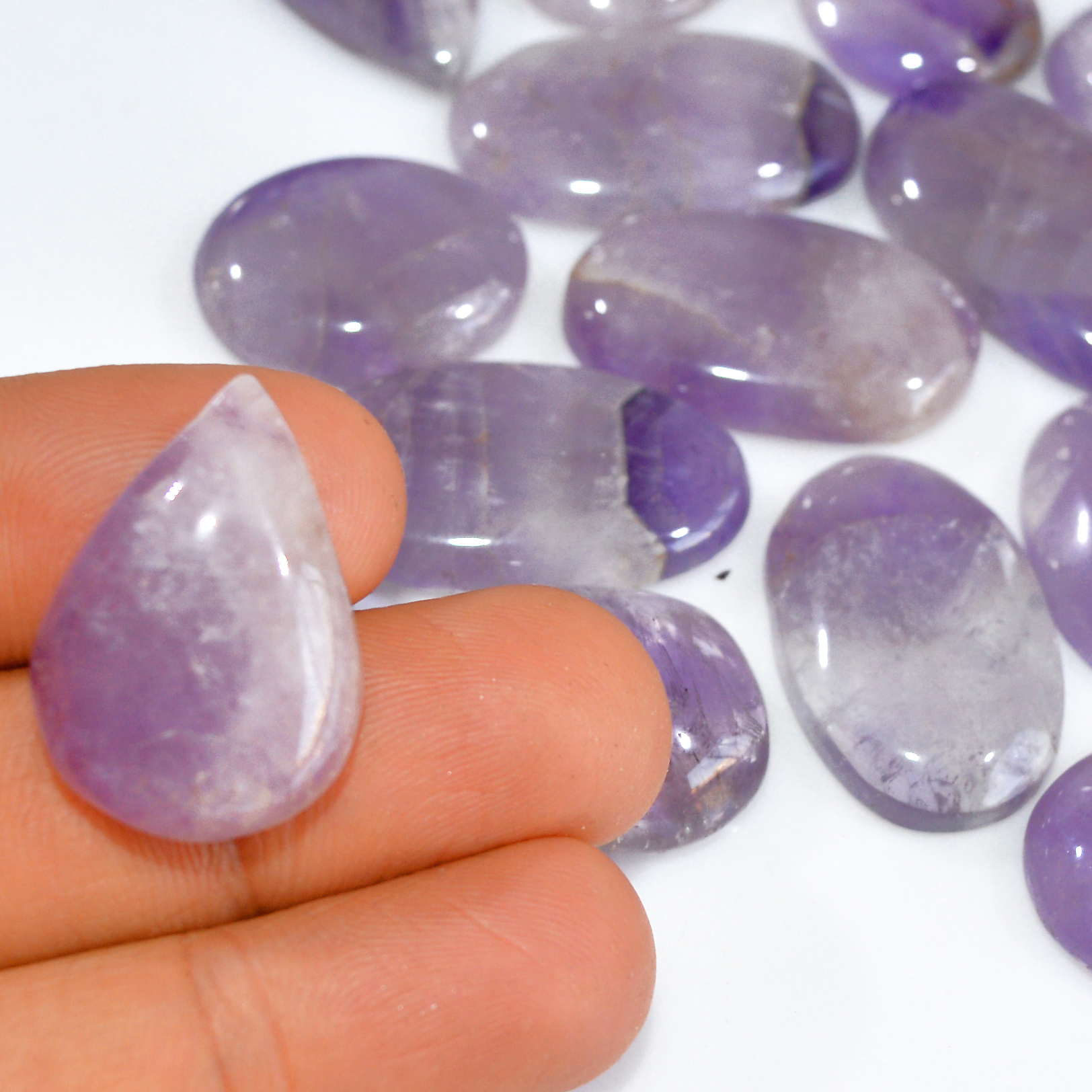 17 Pcs 465 Cts Natural Amethyst Loose Cabochon Gemstone Lot Mixed Shapes For Pendants Handmade Jewelry Supplies 28x10 16x16mm 3055