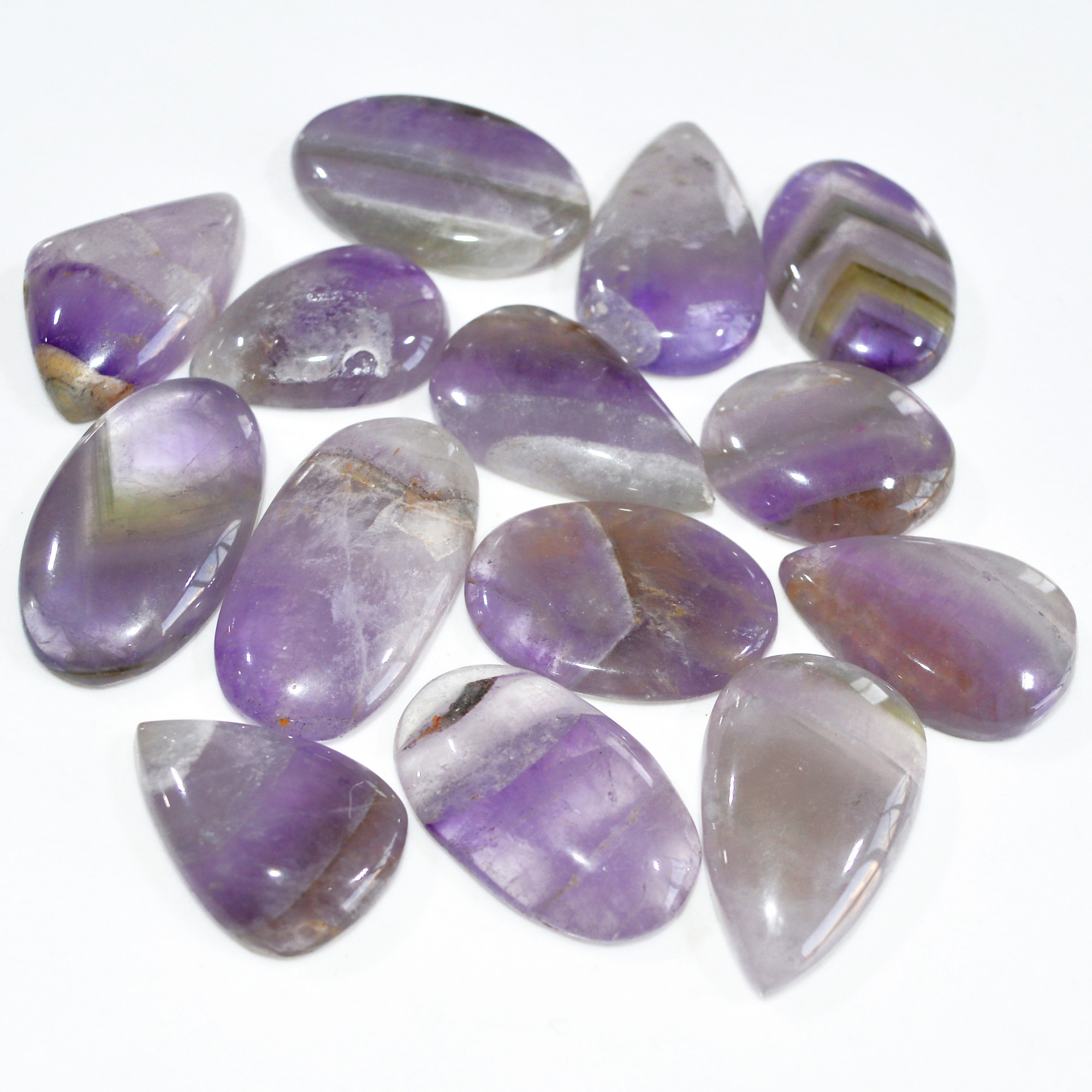 13 Pcs 417 Cts Natural Amethyst Loose Cabochon Gemstone Lot Mixed Shapes For Pendants Handmade Jewelry Supplies 30x18 22x16mm 3056