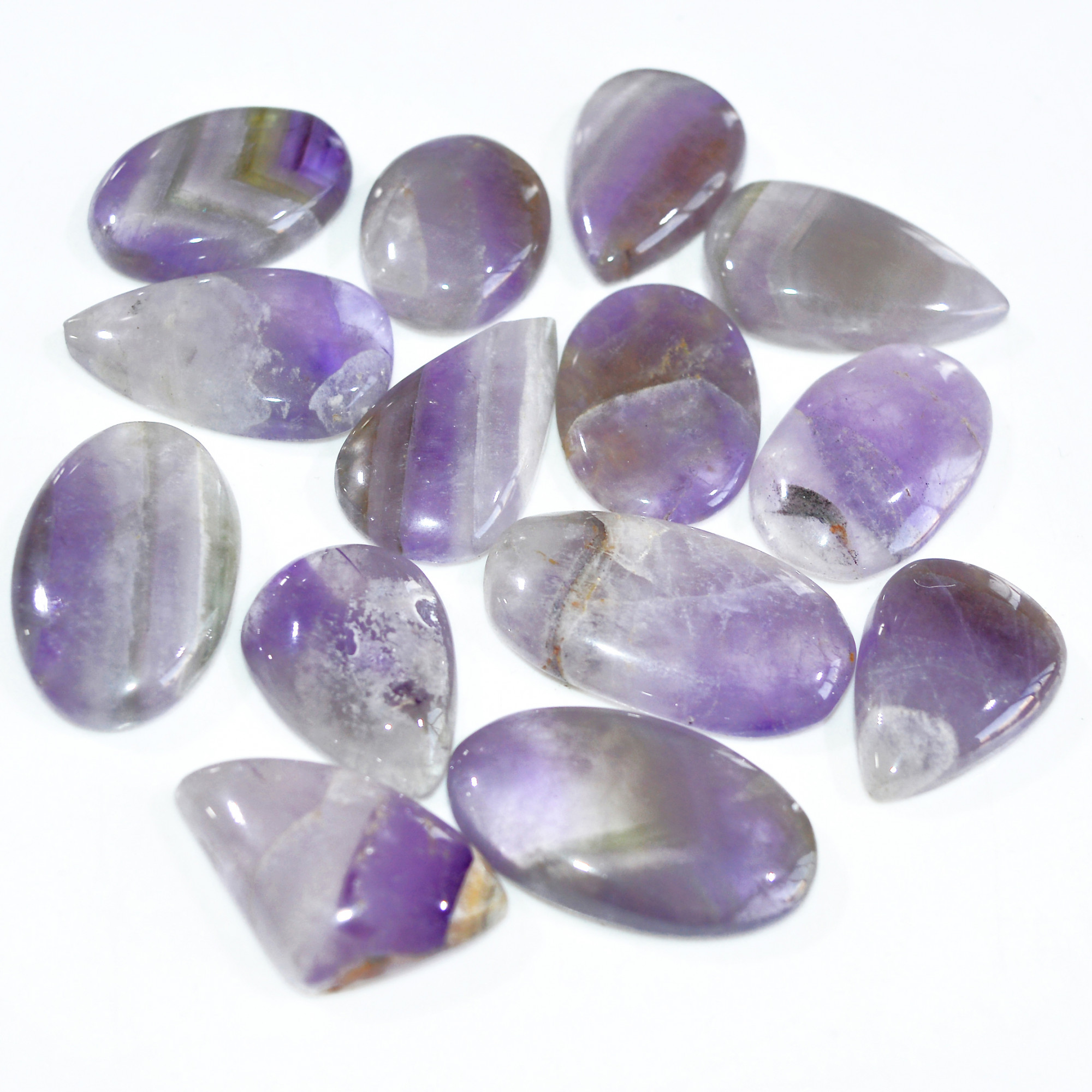 13 Pcs 417 Cts Natural Amethyst Loose Cabochon Gemstone Lot Mixed Shapes For Pendants Handmade Jewelry Supplies 30x18 22x16mm 3056