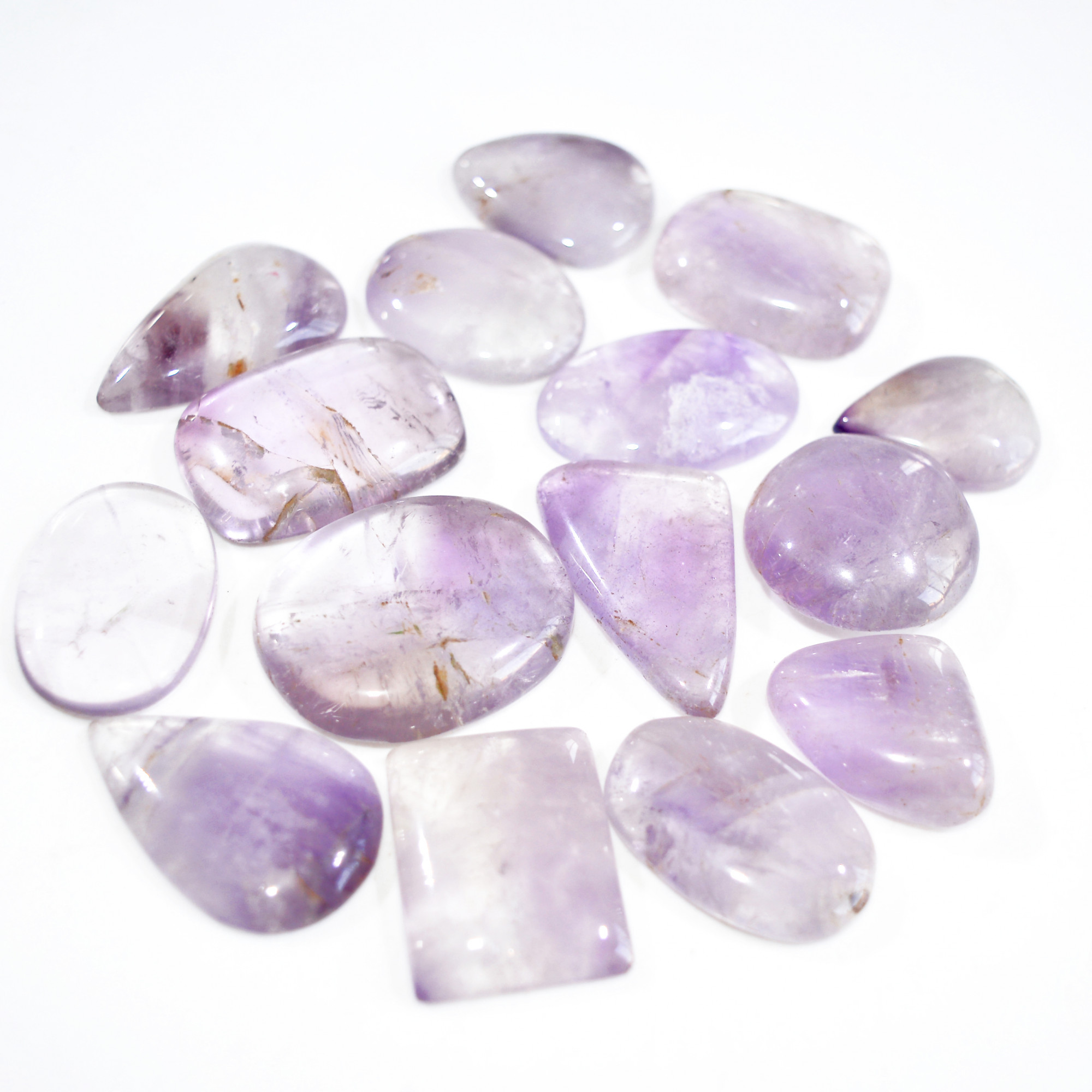 15 Pcs 579 Cts Natural Amethyst Loose Cabochon Gemstone Lot Mixed Shapes For Pendants Handmade Jewelry Supplies 35x25 22x18mm 3058