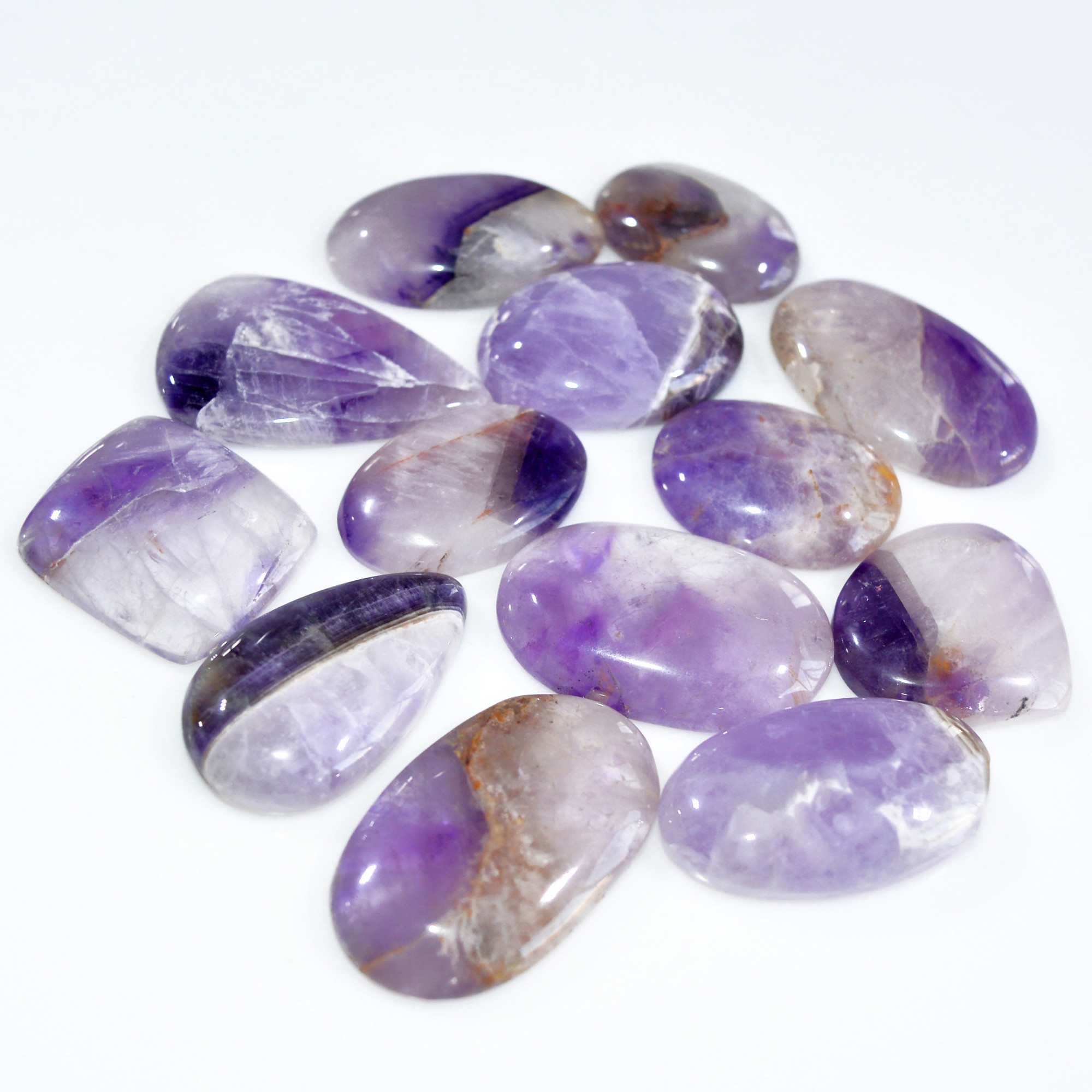 13 Pcs 555 Cts Natural Amethyst Loose Cabochon Gemstone Lot Mixed Shapes For Pendants Handmade Jewelry Supplies 35x24 25x18mm 3059