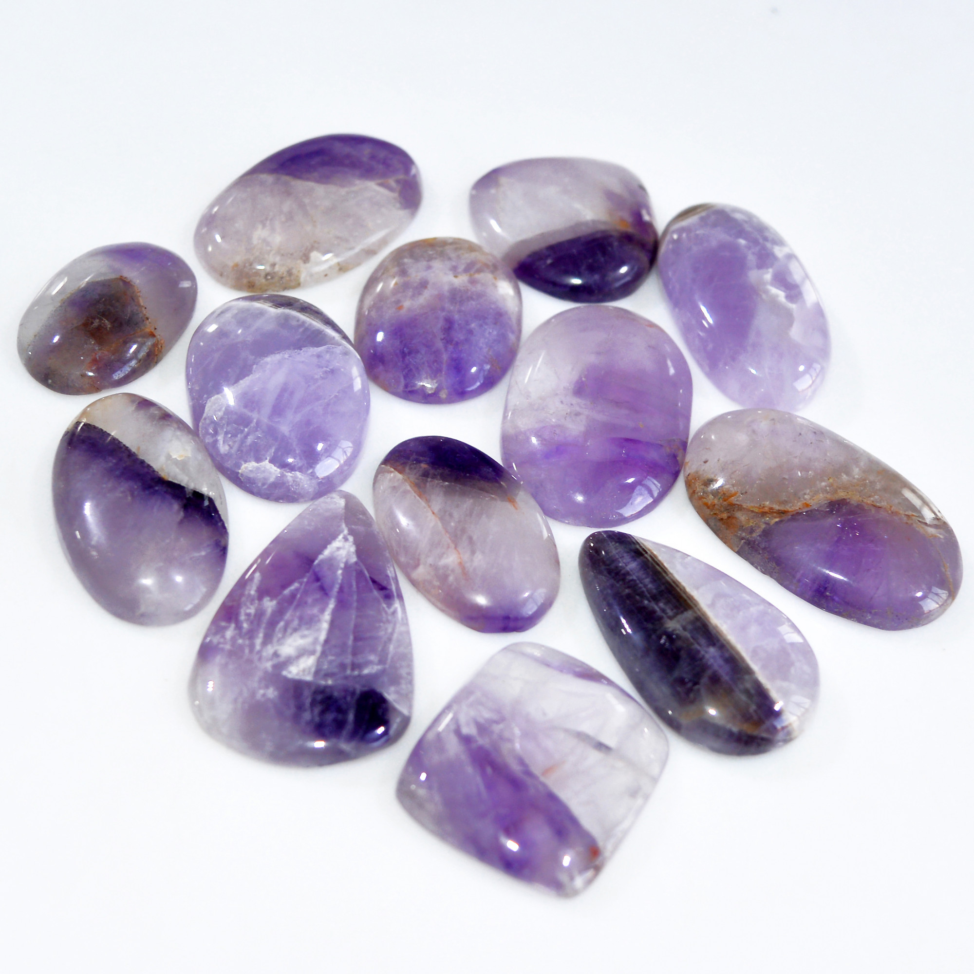 13 Pcs 555 Cts Natural Amethyst Loose Cabochon Gemstone Lot Mixed Shapes For Pendants Handmade Jewelry Supplies 35x24 25x18mm 3059