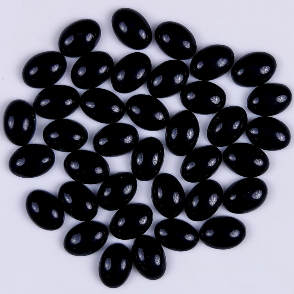37Pcs 163Cts Natural Black Onyx Oval Calibrated Size Cabochon Back Unpolished Cabochon Gemstone For Jewelry Making Lot 10x7 10x7mm#G-306
