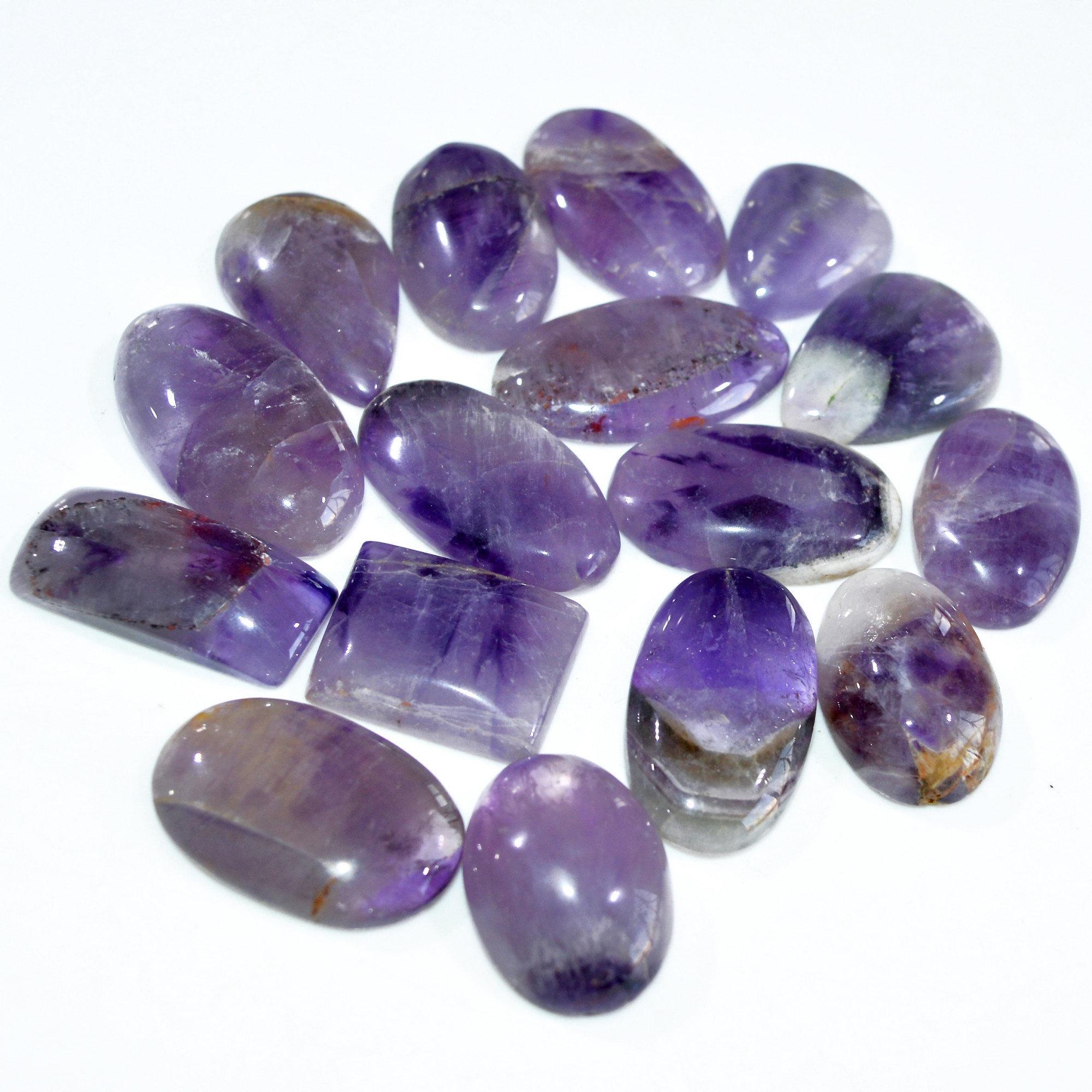 16 Pcs 516 Cts Natural Amethyst Loose Cabochon Gemstone Lot Mixed Shapes For Pendants Handmade Jewelry Supplies 35x15 20x15mm 3060