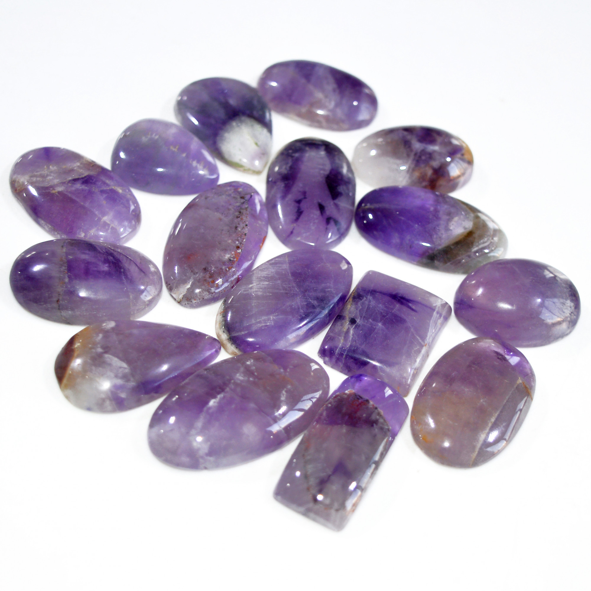 16 Pcs 516 Cts Natural Amethyst Loose Cabochon Gemstone Lot Mixed Shapes For Pendants Handmade Jewelry Supplies 35x15 20x15mm 3060