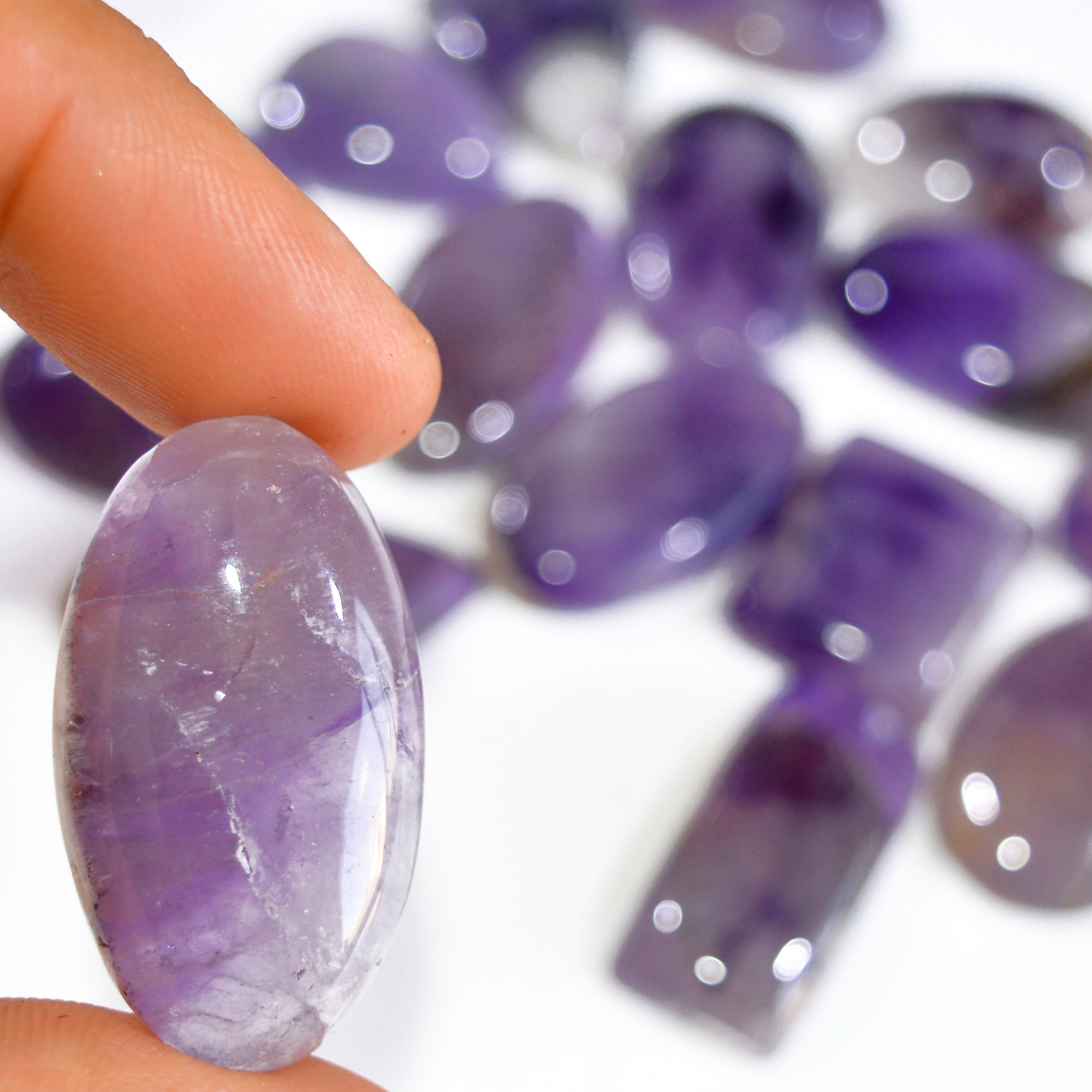 16 Pcs 516 Cts Natural Amethyst Loose Cabochon Gemstone Lot Mixed Shapes For Pendants Handmade Jewelry Supplies 35x15 20x15mm 3060