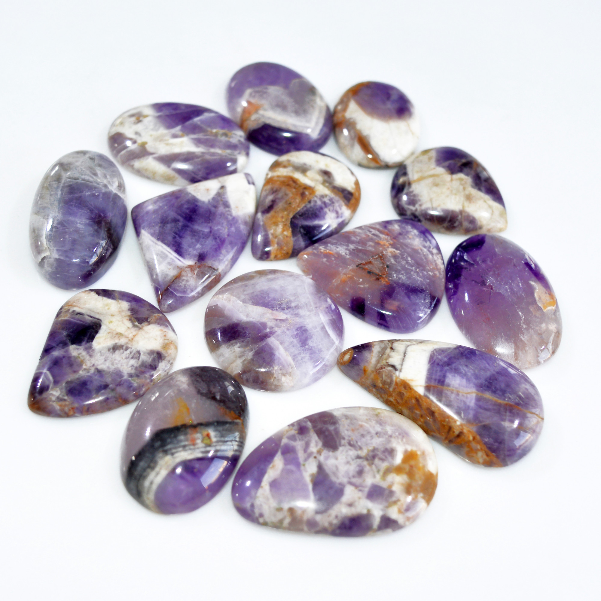 14 Pcs 508 Cts Natural Amethyst Loose Cabochon Gemstone Lot Mixed Shapes For Pendants Handmade Jewelry Supplies 38x20 22x15mm 3063