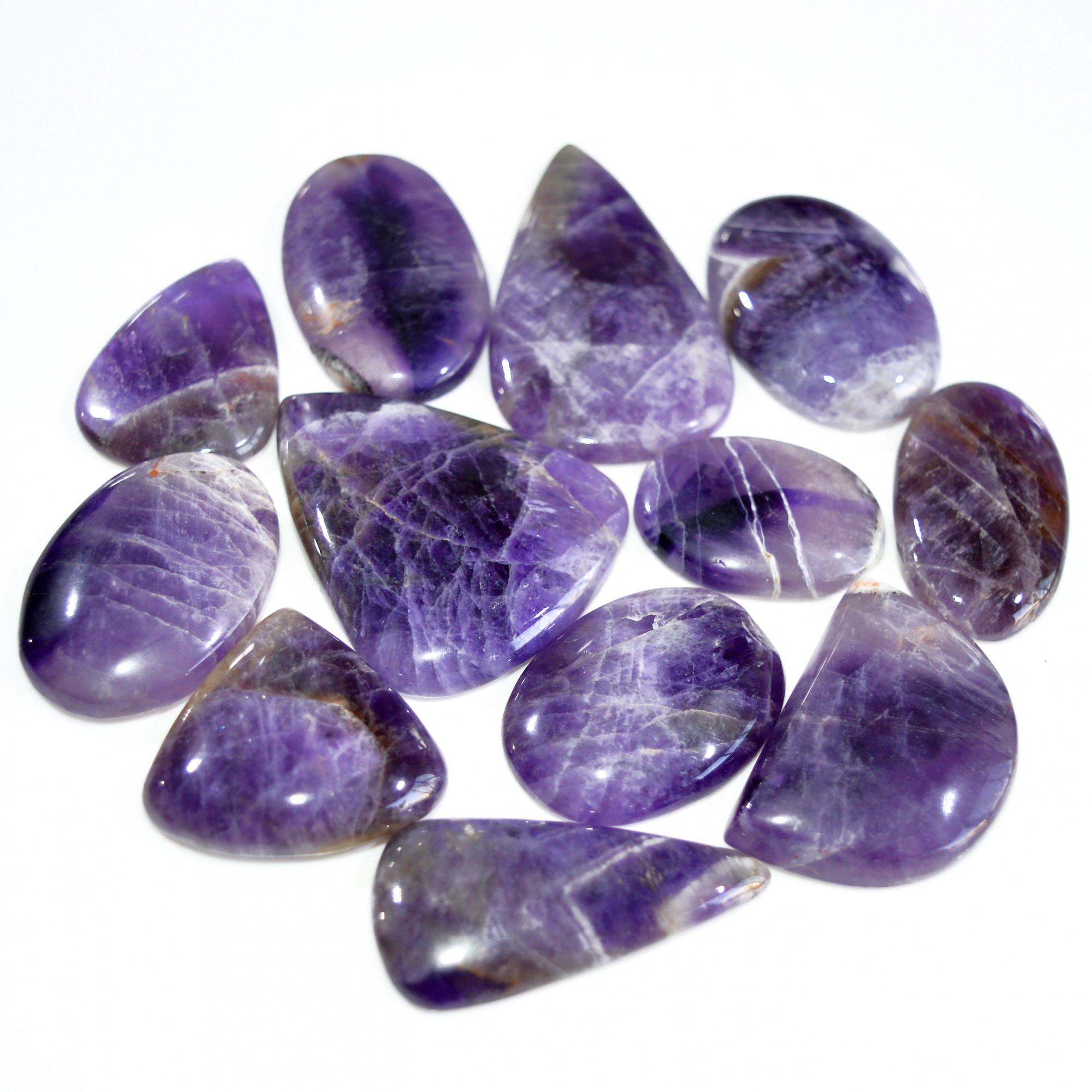12 Pcs 579 Cts Natural Amethyst Loose Cabochon Gemstone Lot Mixed Shapes For Pendants Handmade Jewelry Supplies 49x26 30x20mm 3064