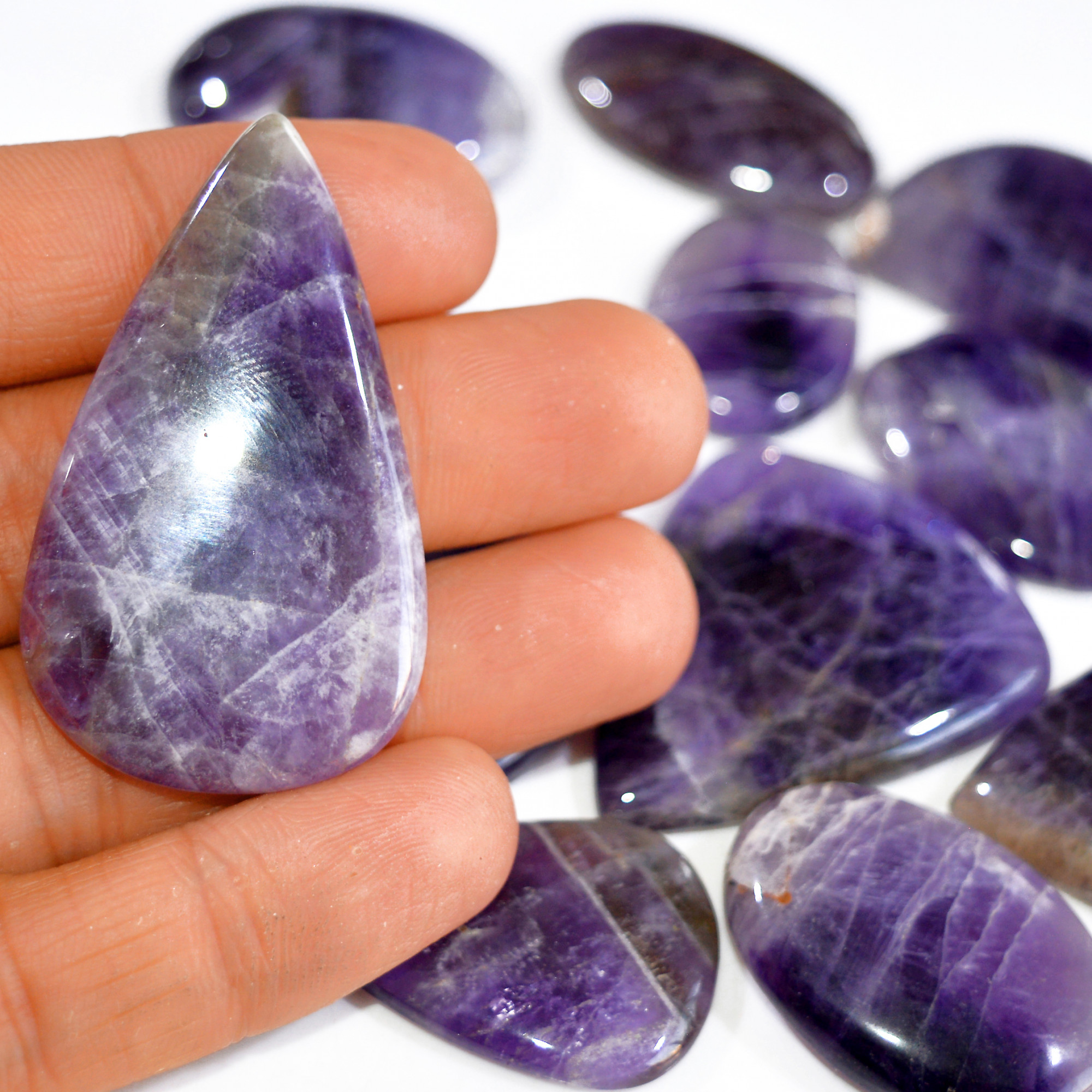 12 Pcs 579 Cts Natural Amethyst Loose Cabochon Gemstone Lot Mixed Shapes For Pendants Handmade Jewelry Supplies 49x26 30x20mm 3064