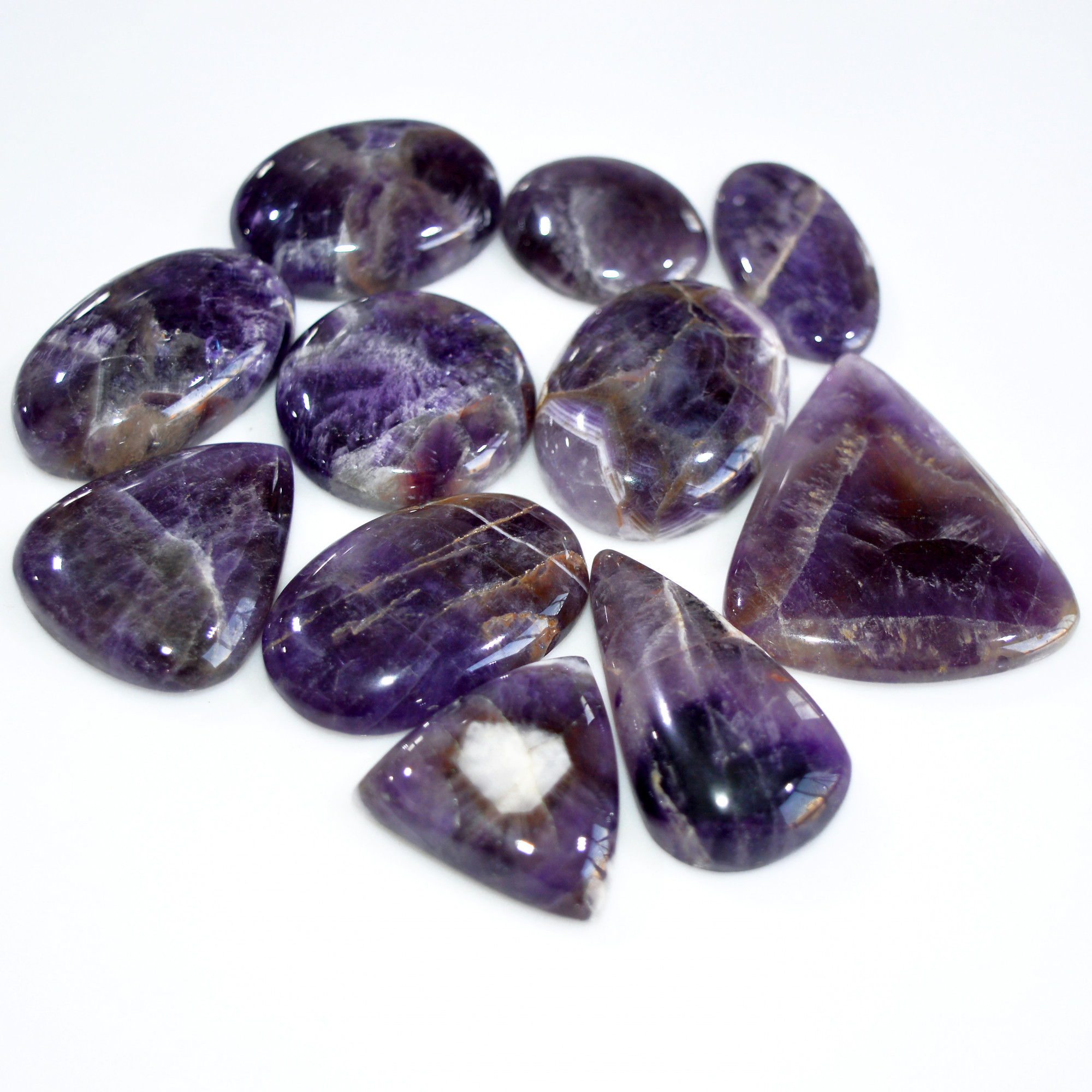 11 Pcs 589 Cts Natural Amethyst Loose Cabochon Gemstone Lot Mixed Shapes For Pendants Handmade Jewelry Supplies 40X35 22X20mm 3065