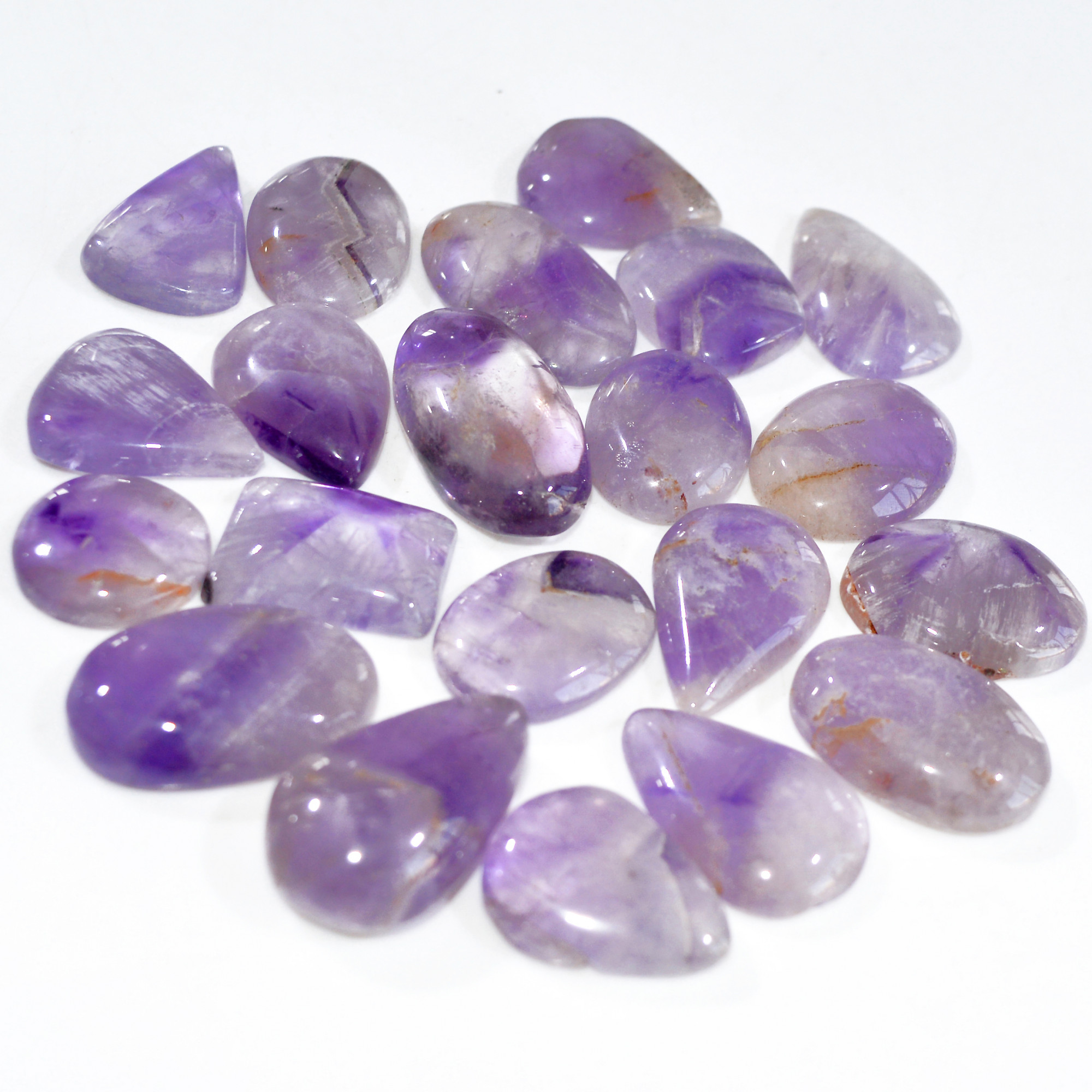 21 Pcs 413 Cts Natural Amethyst Loose Cabochon Gemstone Lot Mixed Shapes For Pendants Handmade Jewelry Supplies 26X15 15X15mm 3066