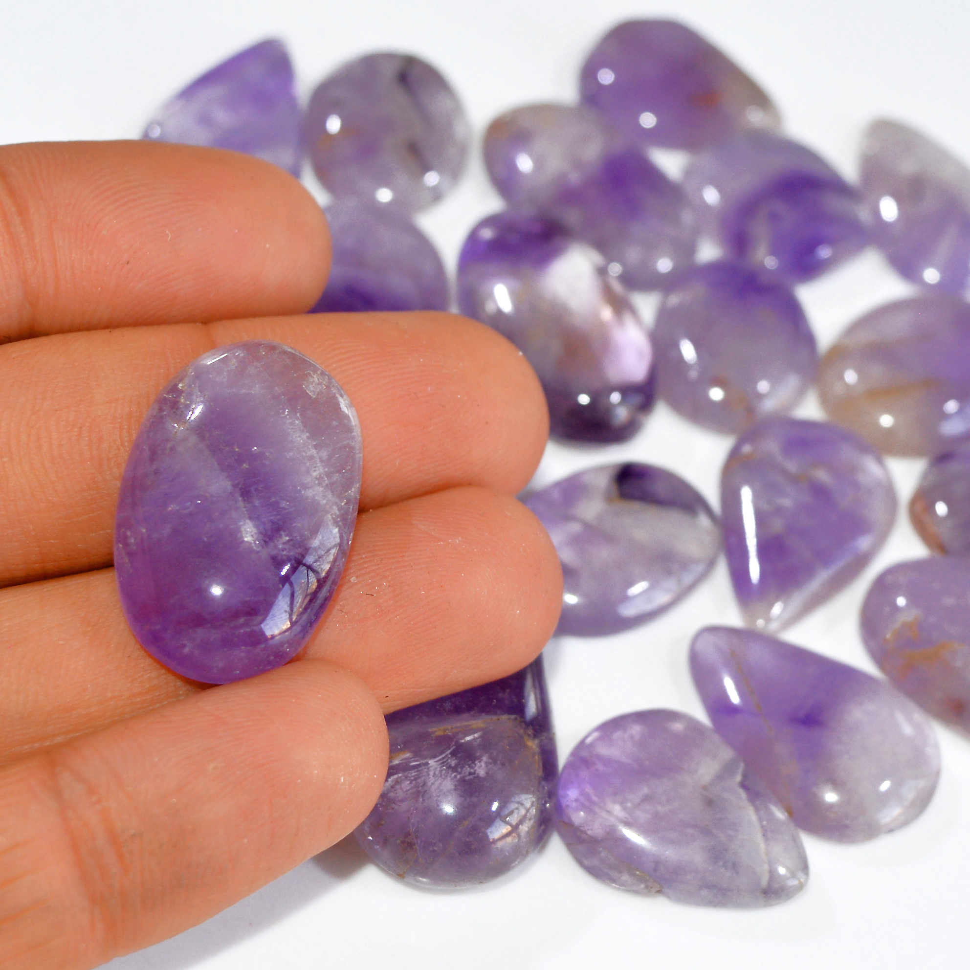 21 Pcs 413 Cts Natural Amethyst Loose Cabochon Gemstone Lot Mixed Shapes For Pendants Handmade Jewelry Supplies 26X15 15X15mm 3066