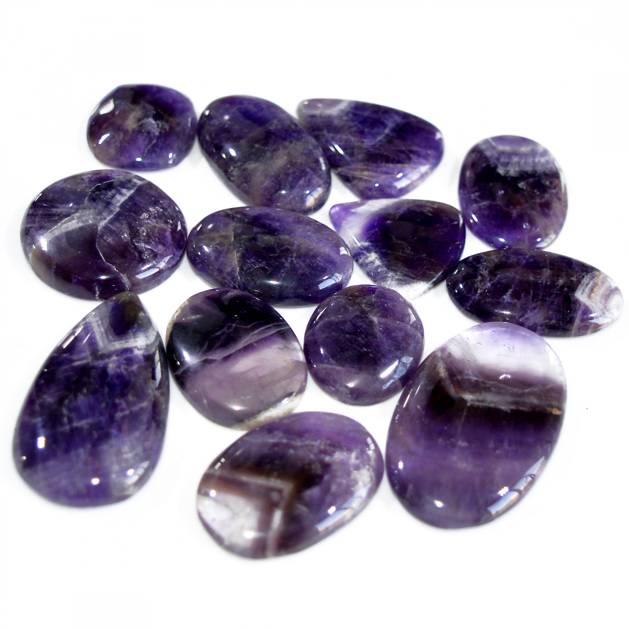 13 Pcs 585 Cts Natural Amethyst Loose Cabochon Gemstone Lot Mixed Shapes For Pendants Handmade Jewelry Supplies 45x25 22x20mm 3068