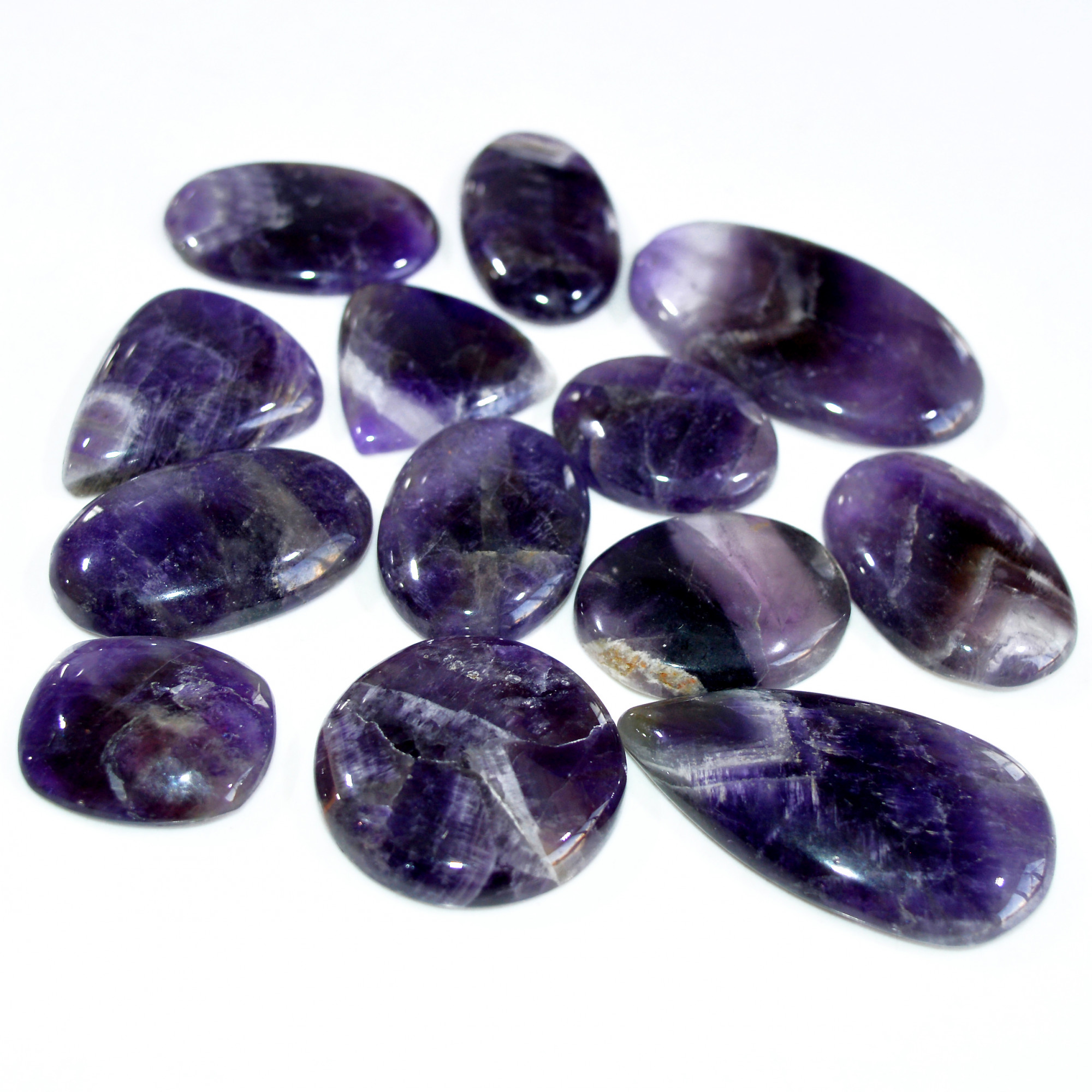 13 Pcs 585 Cts Natural Amethyst Loose Cabochon Gemstone Lot Mixed Shapes For Pendants Handmade Jewelry Supplies 45x25 22x20mm 3068