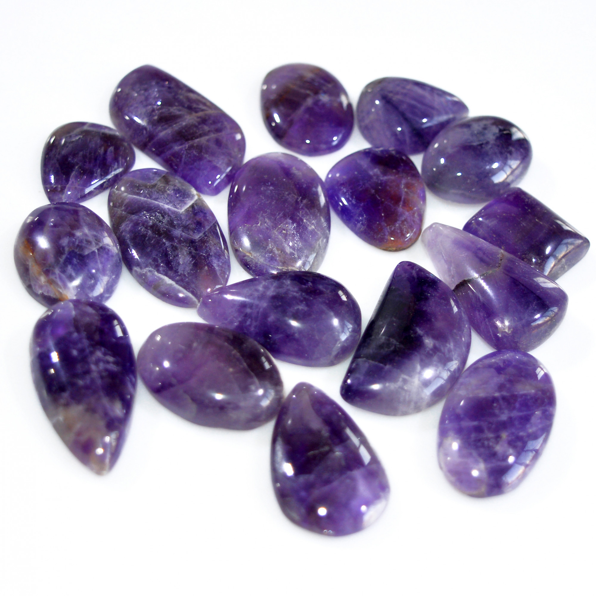 18 Pcs 428 Cts Natural Amethyst Loose Cabochon Gemstone Lot Mixed Shapes For Pendants Handmade Jewelry Supplies 30x15 16x9mm 3069