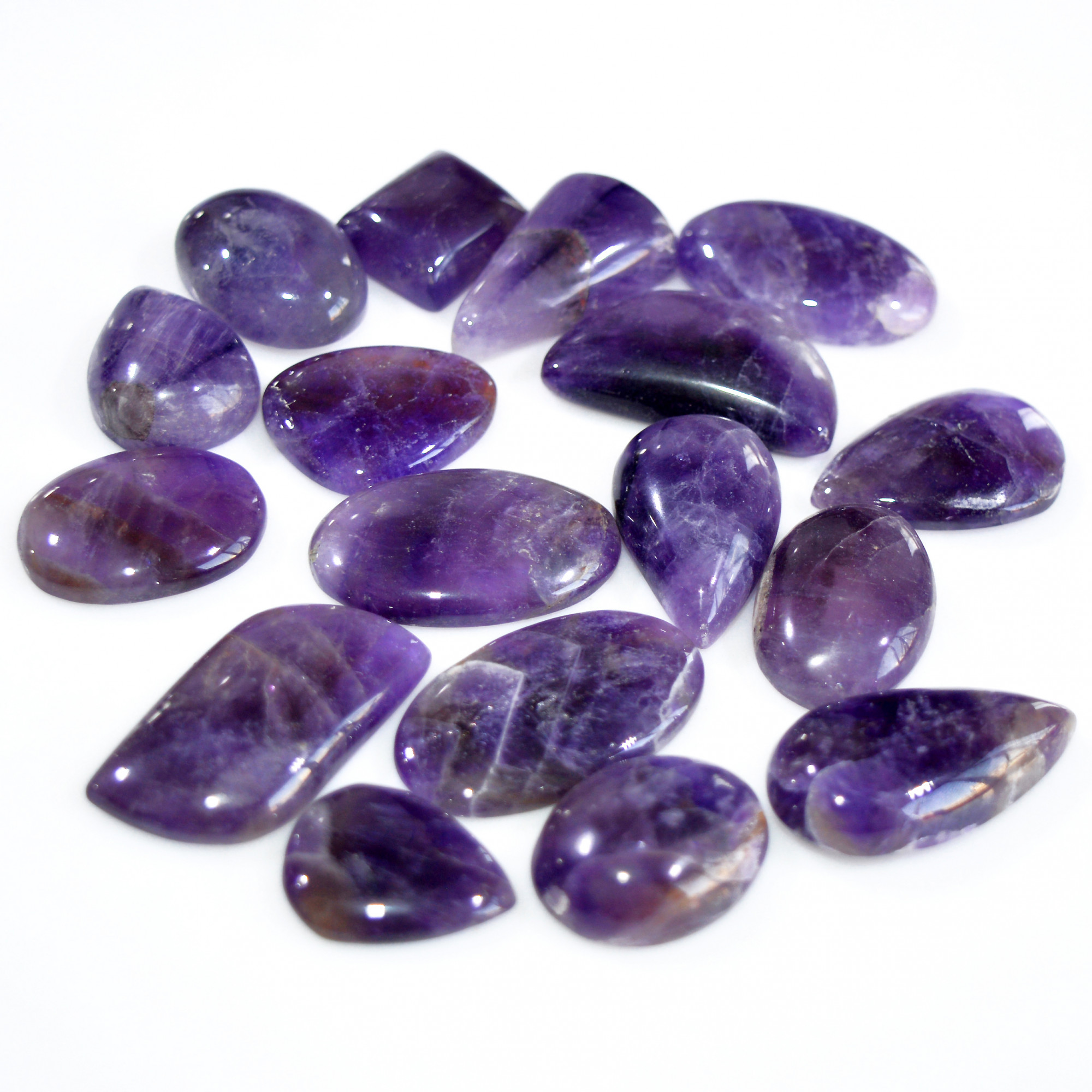 18 Pcs 428 Cts Natural Amethyst Loose Cabochon Gemstone Lot Mixed Shapes For Pendants Handmade Jewelry Supplies 30x15 16x9mm 3069