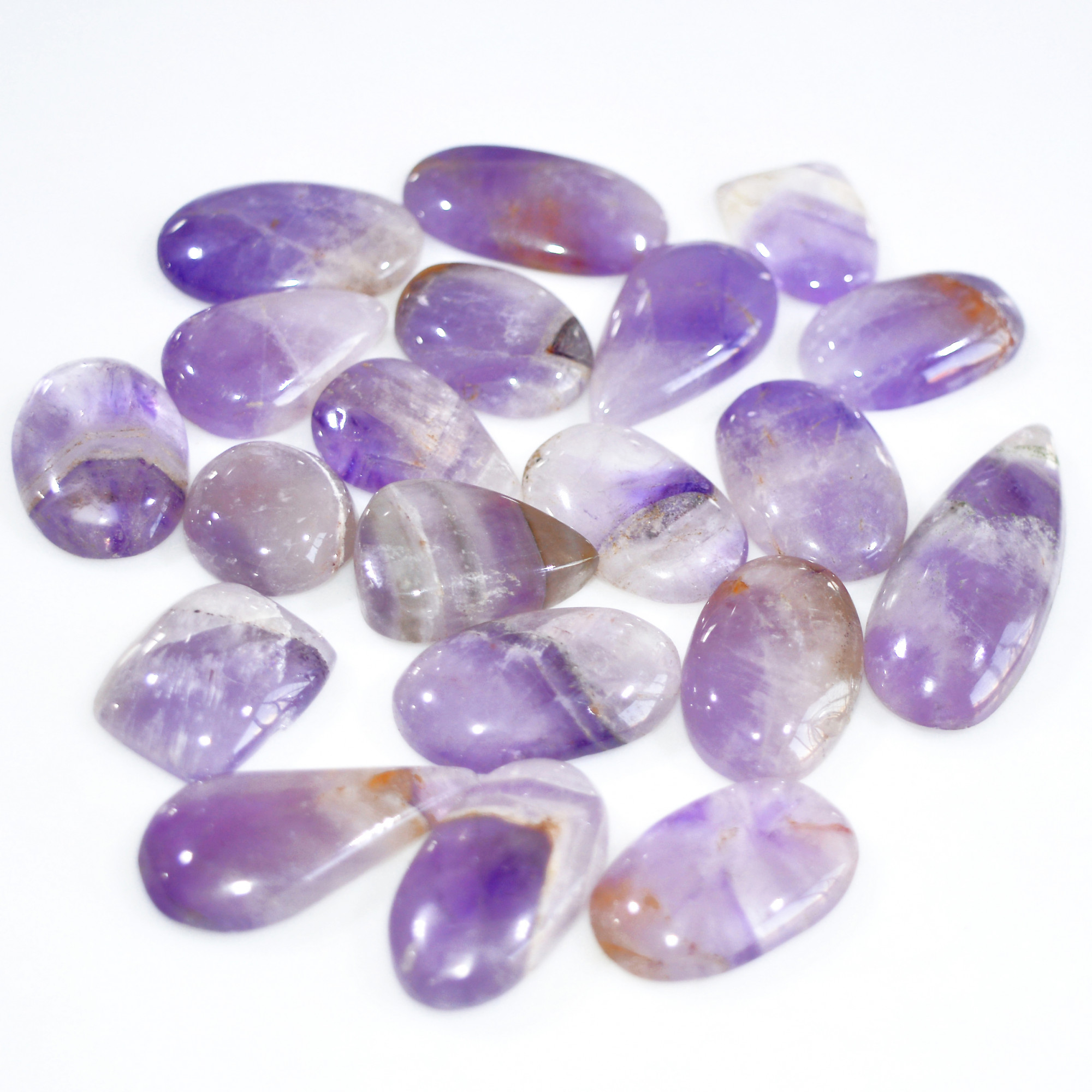 20 Pcs 338 Cts Natural Amethyst Loose Cabochon Gemstone Lot Mixed Shapes For Pendants Handmade Jewelry Supplies 35x15 14x14mm 3071