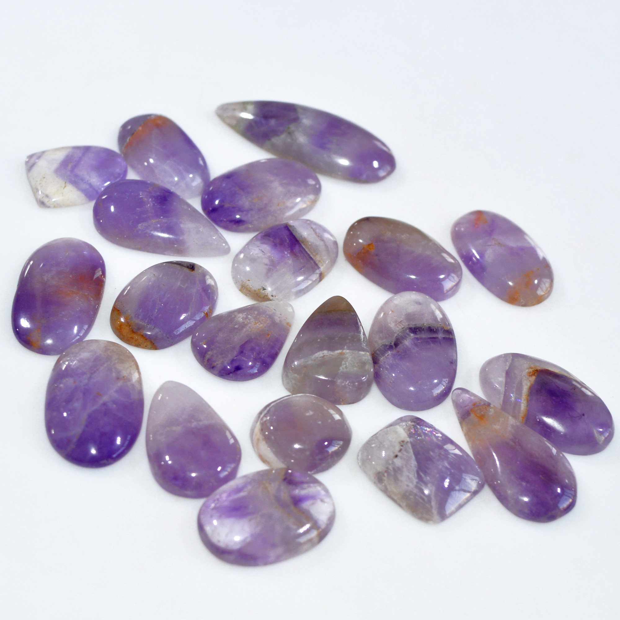 20 Pcs 338 Cts Natural Amethyst Loose Cabochon Gemstone Lot Mixed Shapes For Pendants Handmade Jewelry Supplies 35x15 14x14mm 3071