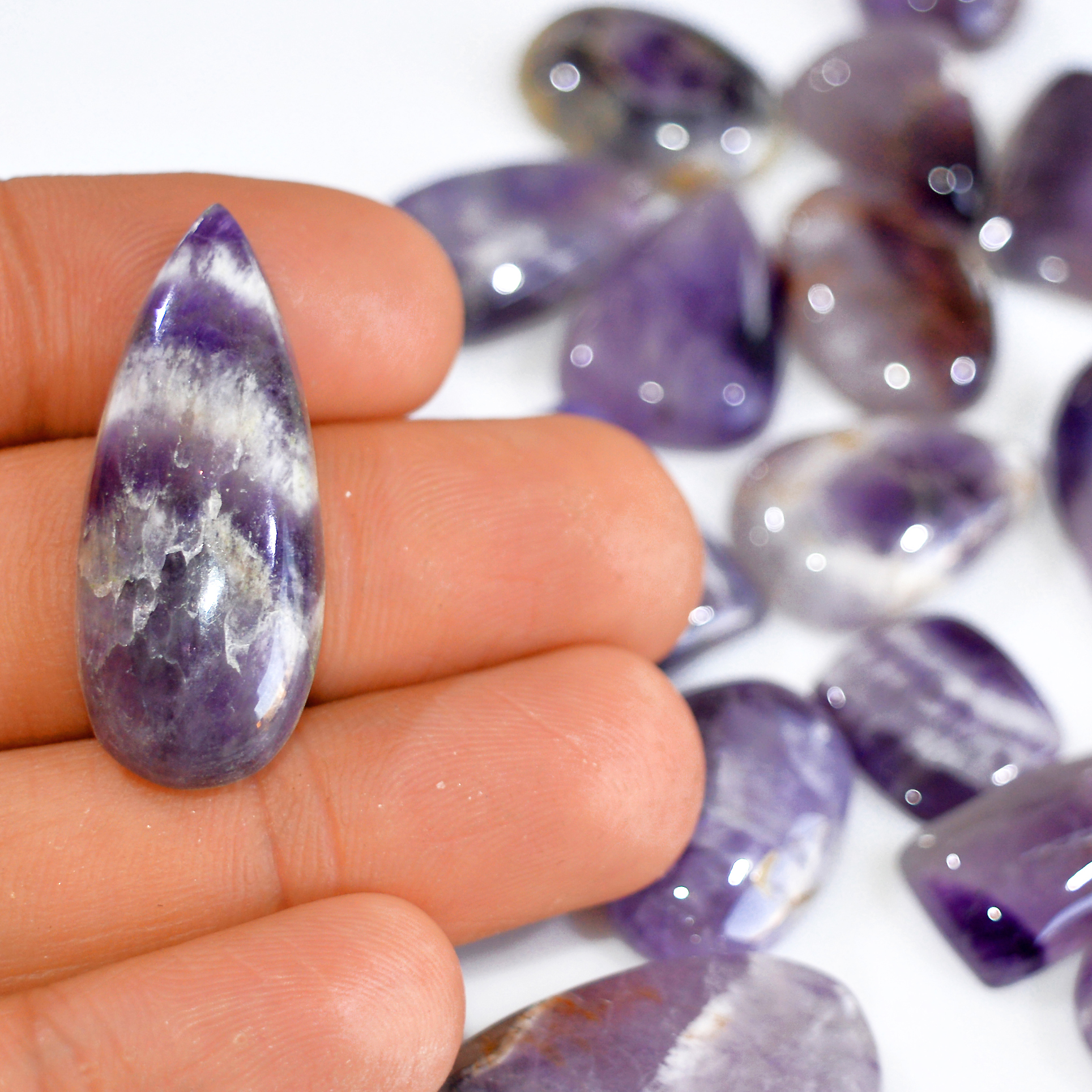 21 Pcs 360 Cts Natural Amethyst Loose Cabochon Gemstone Lot Mixed Shapes For Pendants Handmade Jewelry Supplies 35x11 9x9mm 3073