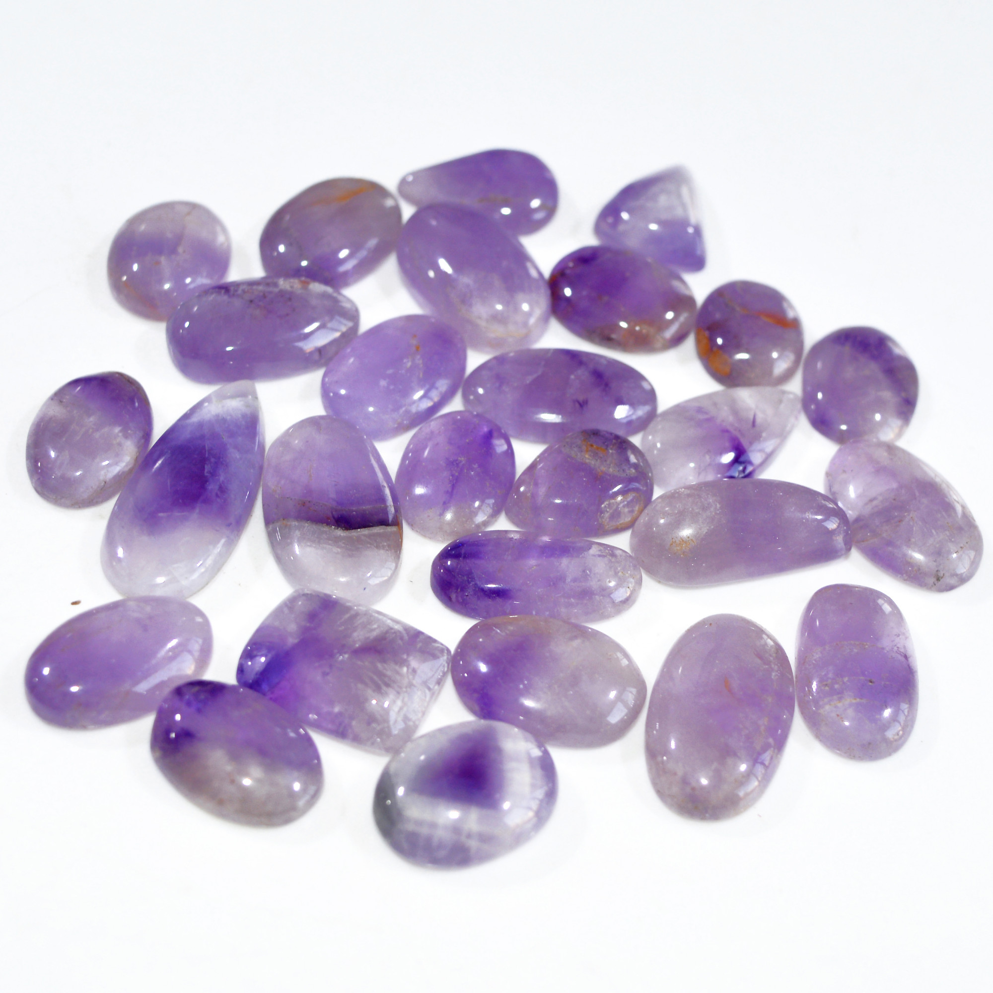 27 Pcs 331 Cts Natural Amethyst Loose Cabochon Gemstone Lot Mixed Shapes For Pendants Handmade Jewelry Supplies 30x10 10x5mm 3074