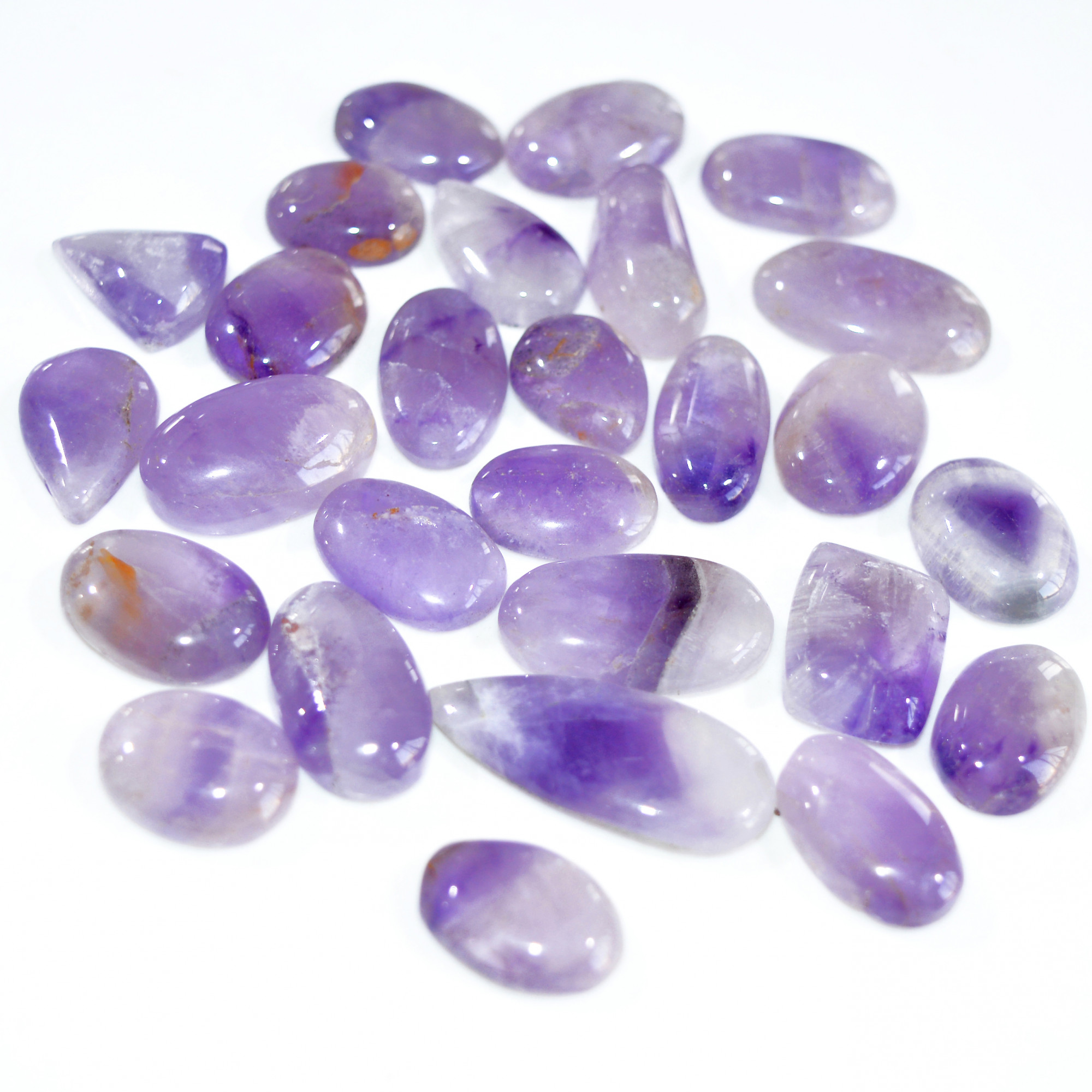 27 Pcs 331 Cts Natural Amethyst Loose Cabochon Gemstone Lot Mixed Shapes For Pendants Handmade Jewelry Supplies 30x10 10x5mm 3074