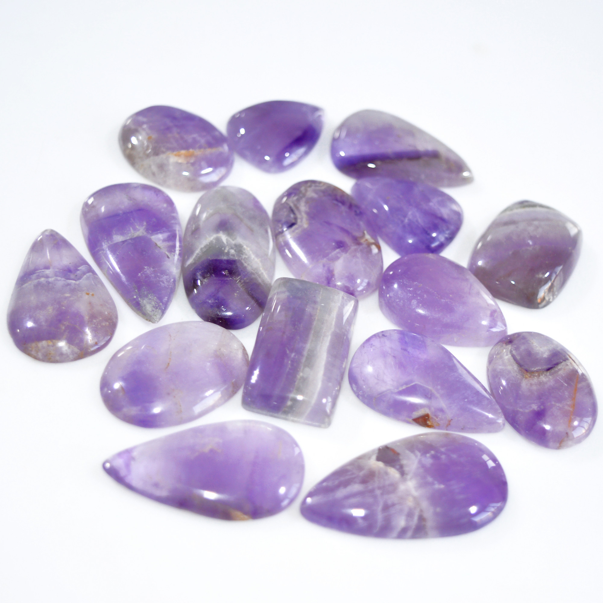 16 Pcs 455 Cts Natural Amethyst Loose Cabochon Gemstone Lot Mixed Shapes For Pendants Handmade Jewelry Supplies 26x15 20x15mm 3075